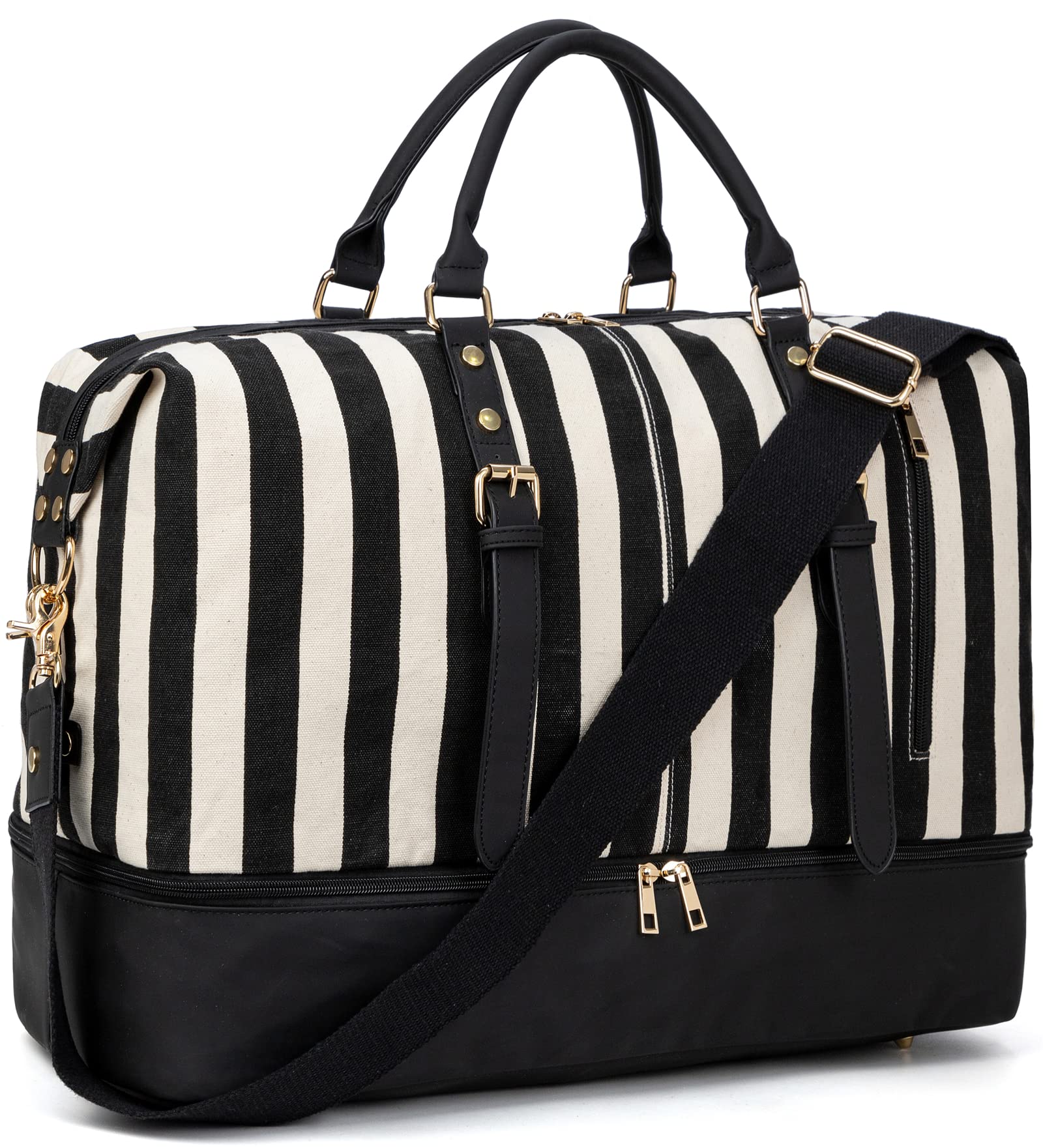 Premium Leather Weekender Bag for Men & Women - Large Overnight Duffle with Shoulder Strap - Perfect for Business Trips, Gym, Weekend Getaways & Air Travel