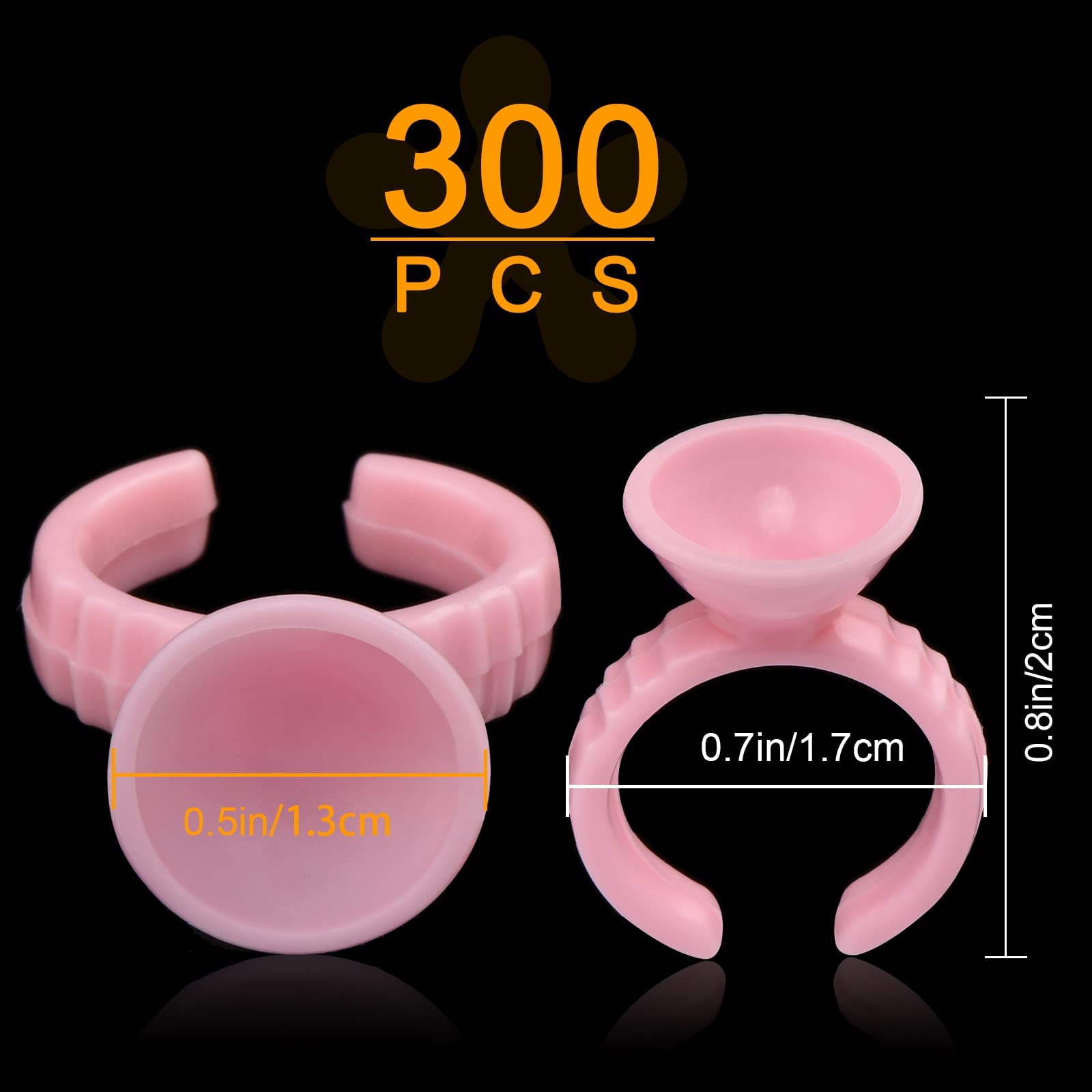 300PCS Pink Lash Glue Cups & Rings - Eyelash Extension Glue Holders for Professional Lash Artists | Durable Makeup Rings for Nail Art & Lash Application Tools | Perfect for Salon, Home Use & Beauty Professionals