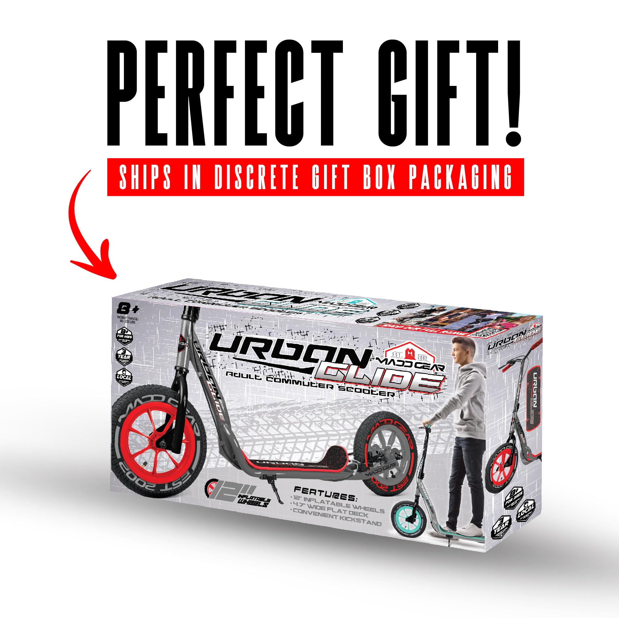 Madd Gear Urban Glide Commuter Kick Scooter with 12