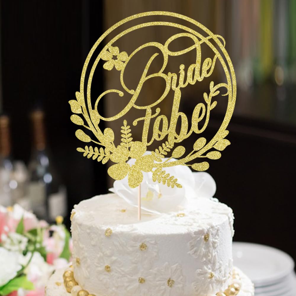 Kaoenla Gold Glitter Bride-to-Be Cake Topper - Wedding Cake Decorations for Bachelorette Party, Bridal Shower, Engagement & Marriage Celebrations - Perfect for Proposal, Reception & Anniversary Cakes