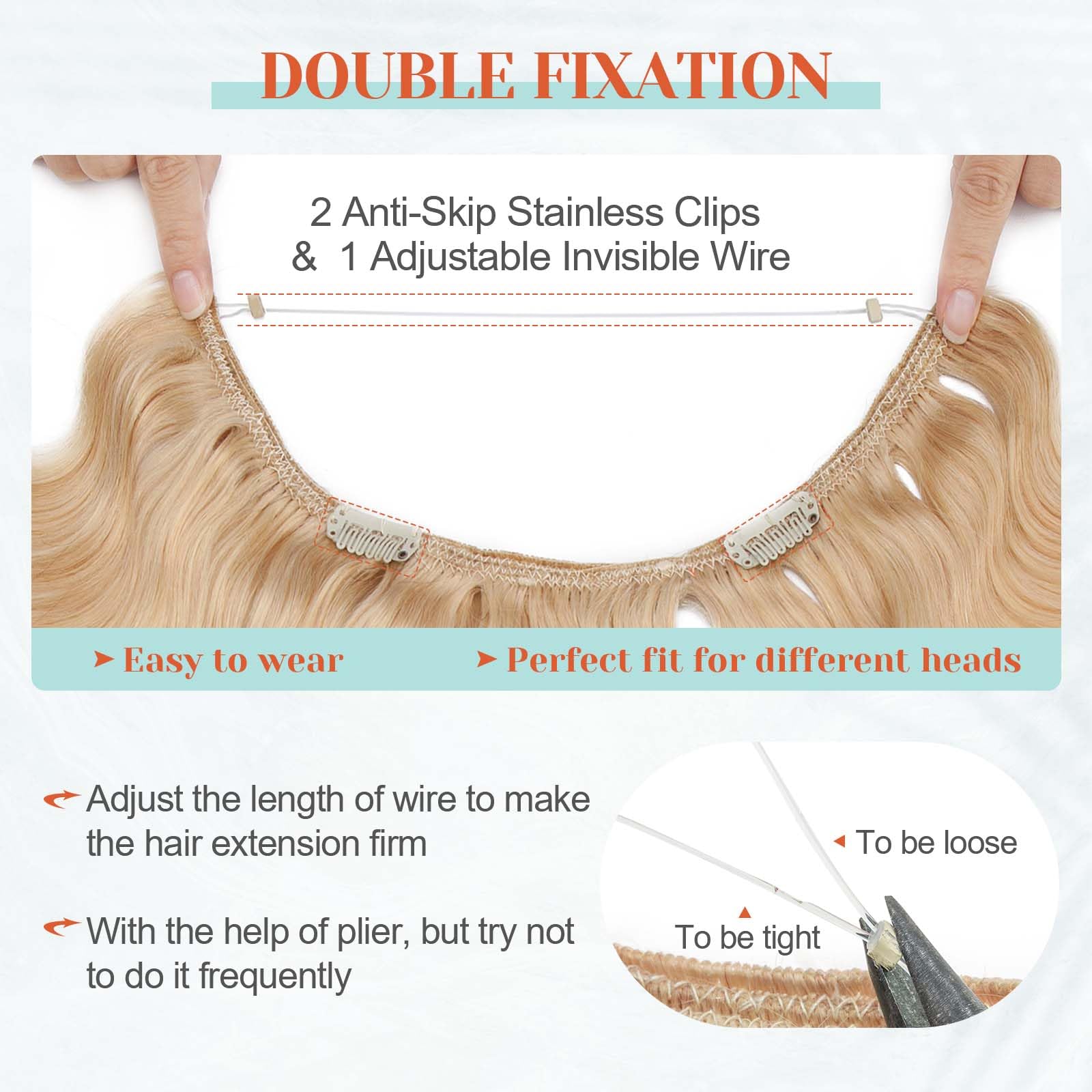 Benehair Blonde Invisible Wire Hair Extensions - 22