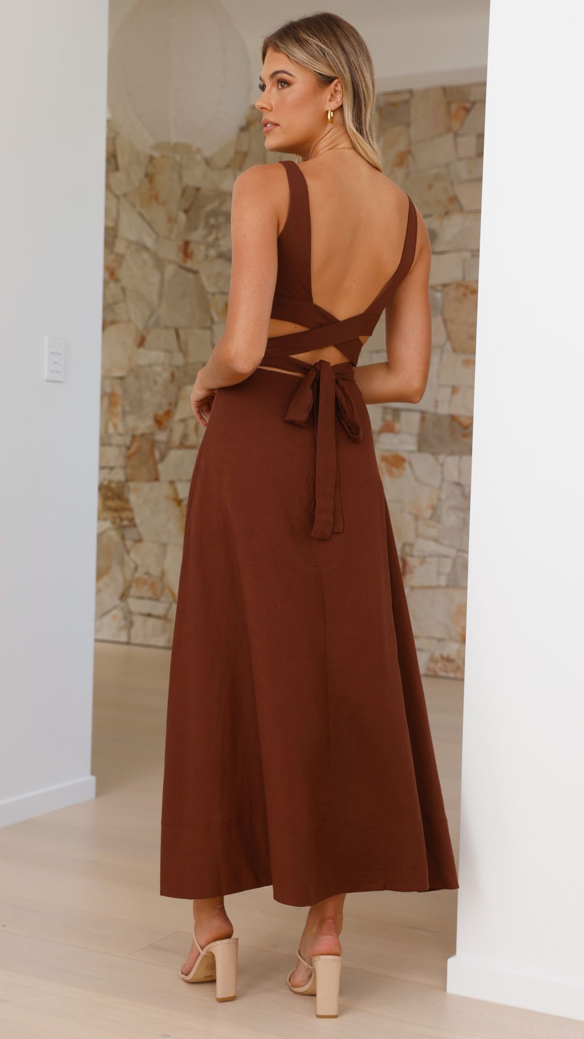 Kimberley Maxi Dress in Chocolate Brown - Elegant Long Flowy Dress for Women | Perfect for Summer, Beach, Parties & Casual Wear