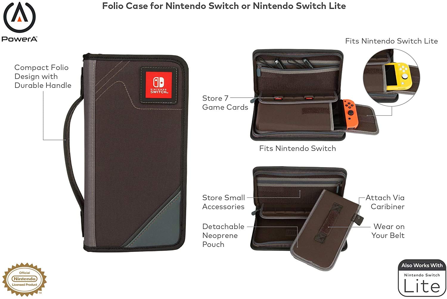 PowerA Nintendo Switch & Switch Lite Protective Folio Case - Durable Cover for Gaming On-The-Go, Travel & Storage Protection