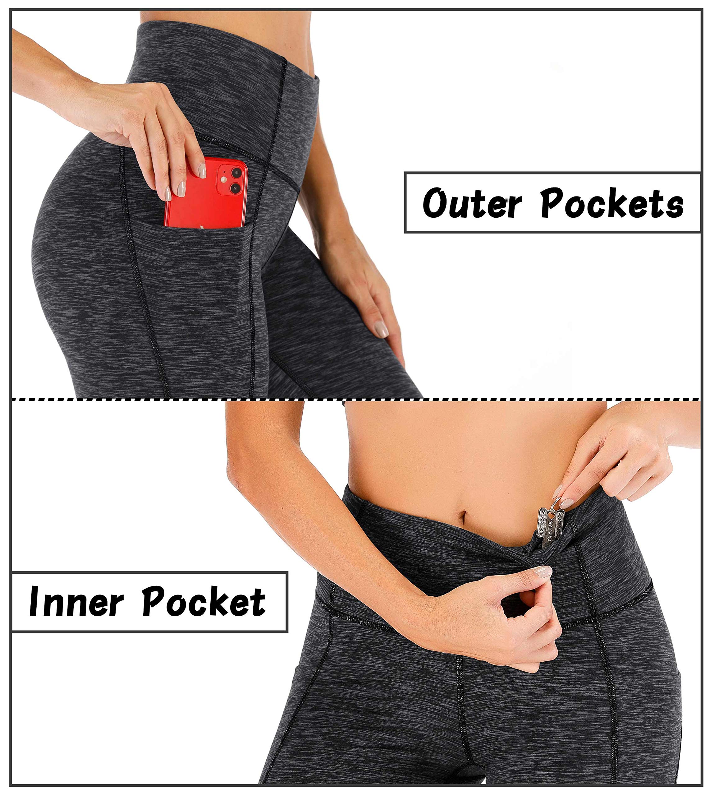 Healthyoga Women's High Waisted Capri Yoga Leggings with Pockets - Tummy Control Workout Pants for Running, Gym & Lounge Wear