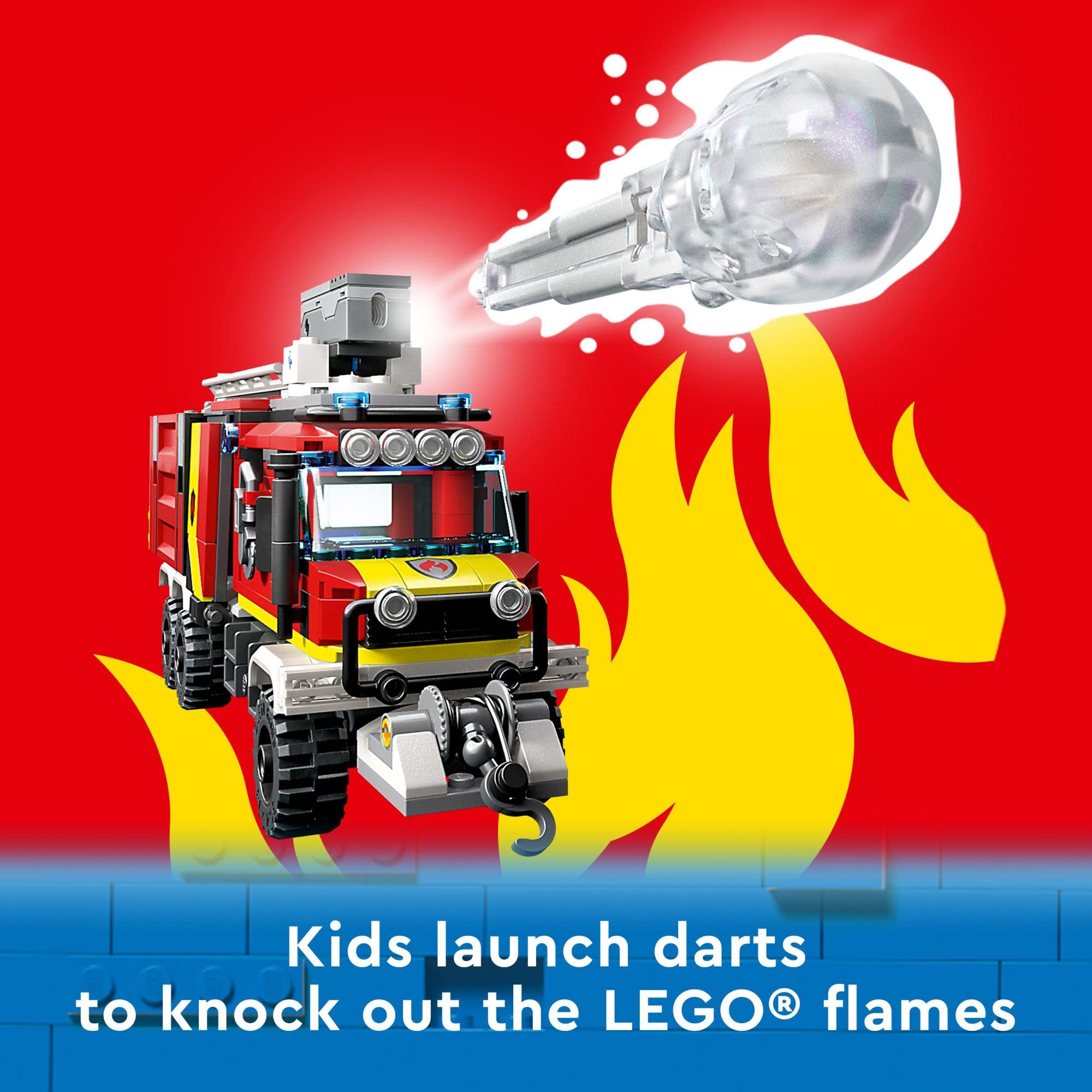LEGO City Fire Command Truck Building Set with Land & Air Drones - 60374 Fire Truck Toy for Kids Ages 7+ | Pretend Play with 3 Minifigures | Perfect Birthday Gift for Boys & Girls | STEM Learning & Emergency Rescue Role Play