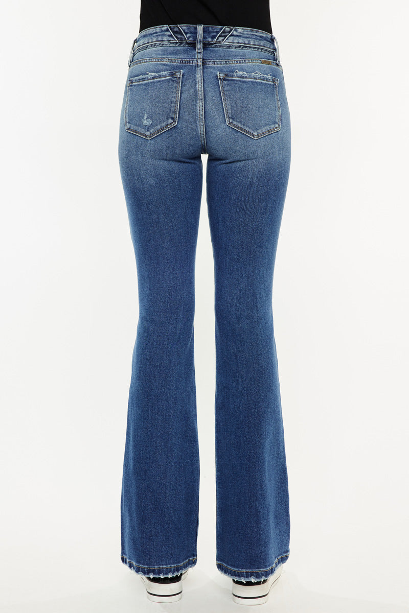 Marline Mid Rise Flare Jeans for Women - Stretchy Denim Pants with Comfortable Fit - Perfect for Casual Wear, Office Outfits & Date Nights