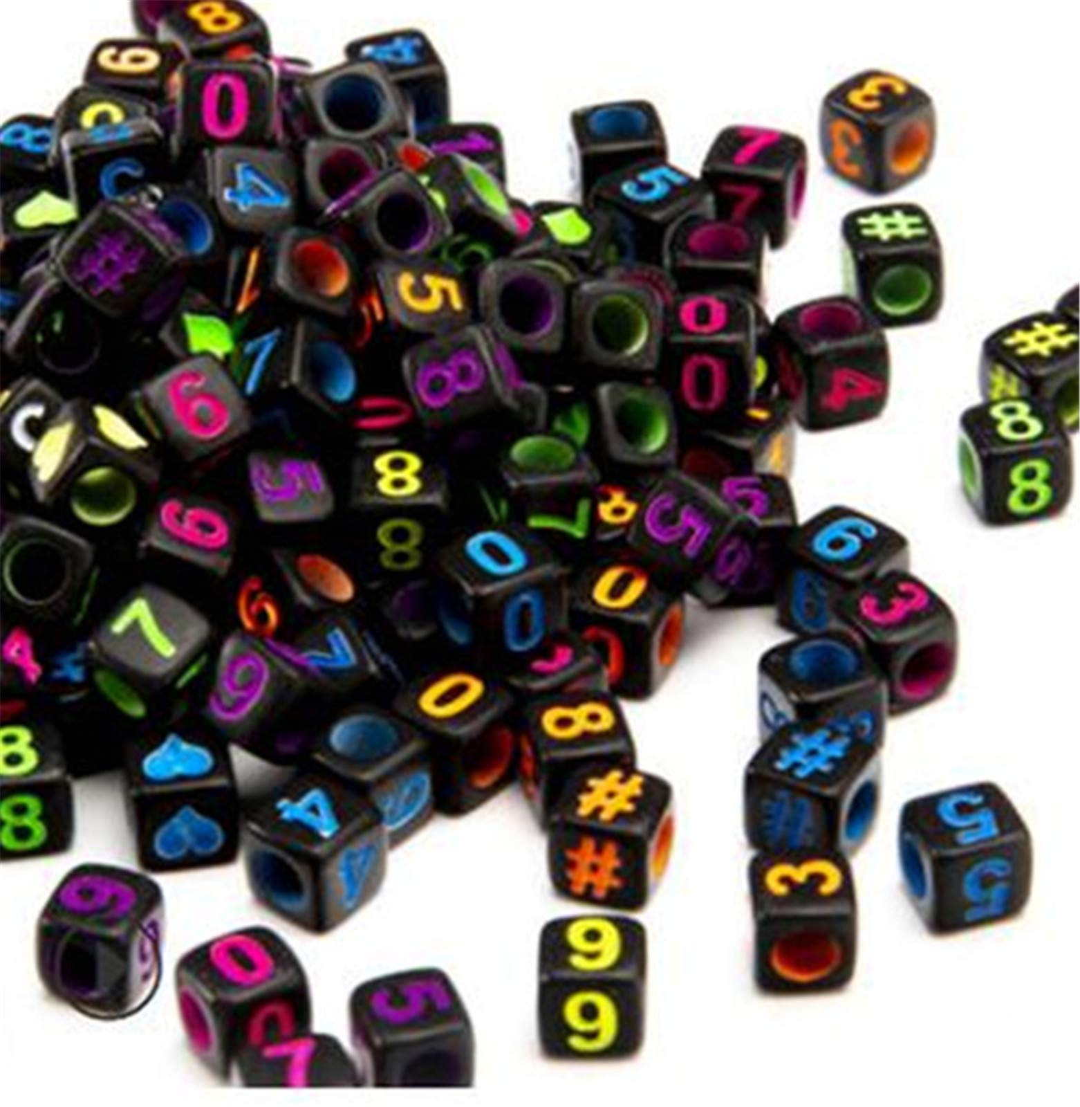 300Pcs Black Number Beads Square Acrylic Beads for DIY Jewelry Making - Bracelet & Necklace Craft Supplies | Perfect for Personalized Jewelry, Gifts, and Scrapbooking Projects