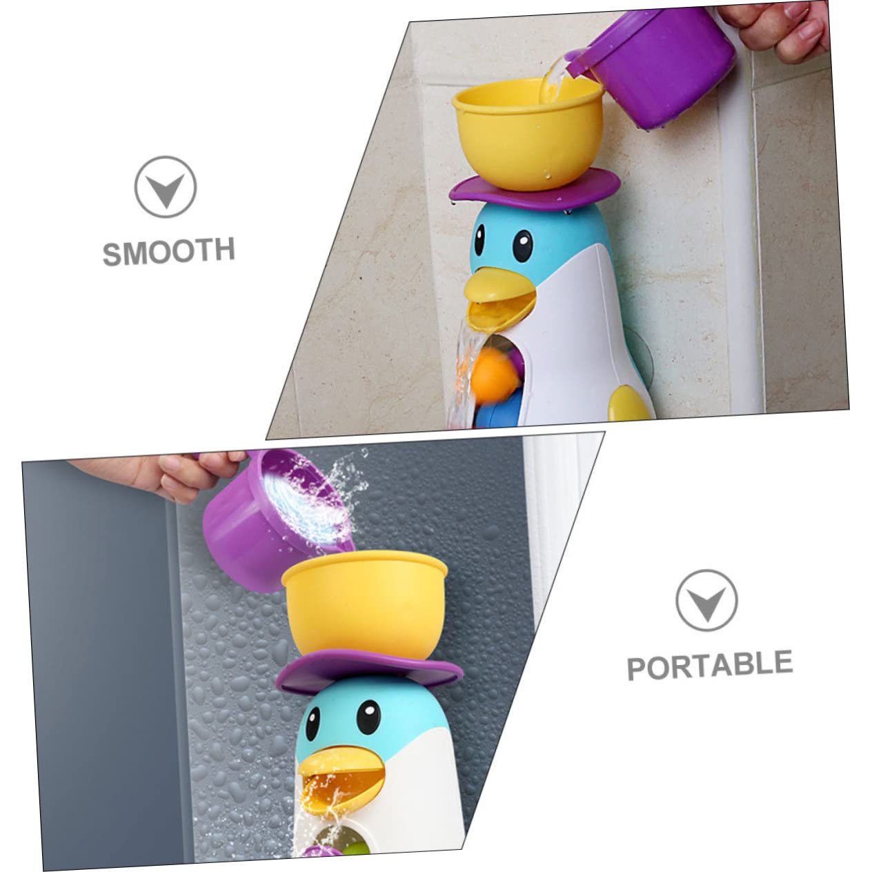 VICASKY 2 Sets Penguin Windmill Bath Toys - Wind Up Waterfall Suction Toys for Kids, Plastic Bathtub Toys for Toddlers - Fun Bath Time & Pool Playtime for Children