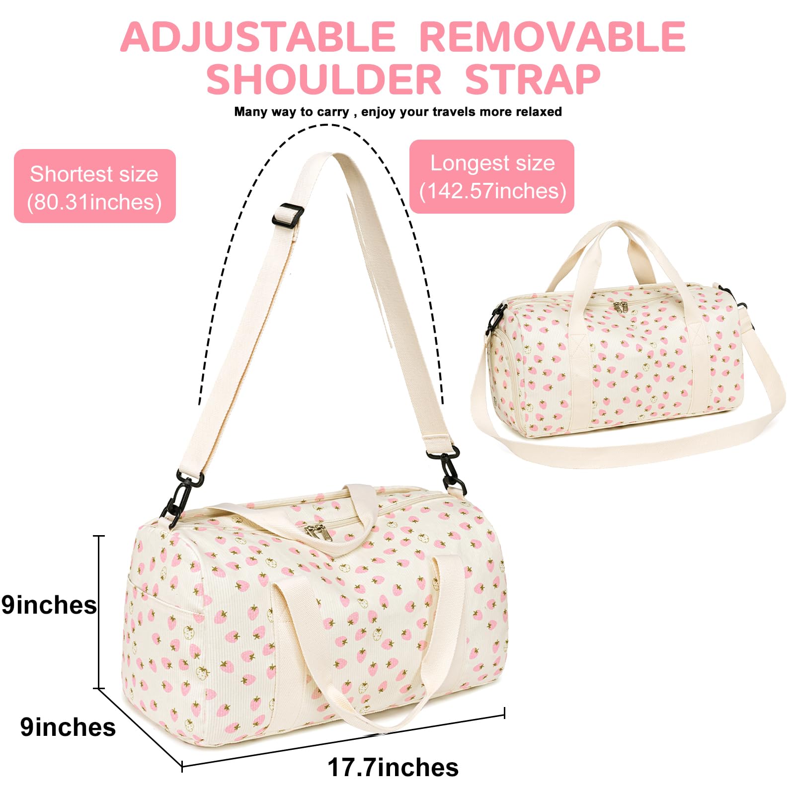 BLUBOON Kids Duffle Bag for Girls - Waterproof Gym Bag with Shoes Compartment & Wet Pocket - Lightweight Sports Travel Overnight Bag for School, Swimming, Sleepovers & Weekend Trips