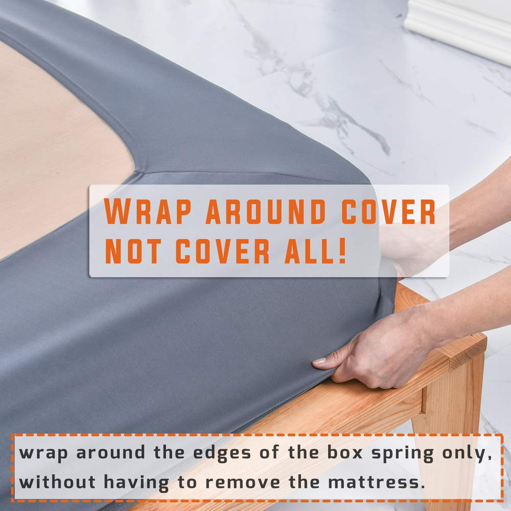 Premium Twin Six Bed Box Spring Cover & Mattress Protector Encasement - King/California King Size, Grey - Luxury Bed Skirt for Enhanced Bedroom Decor & Protection