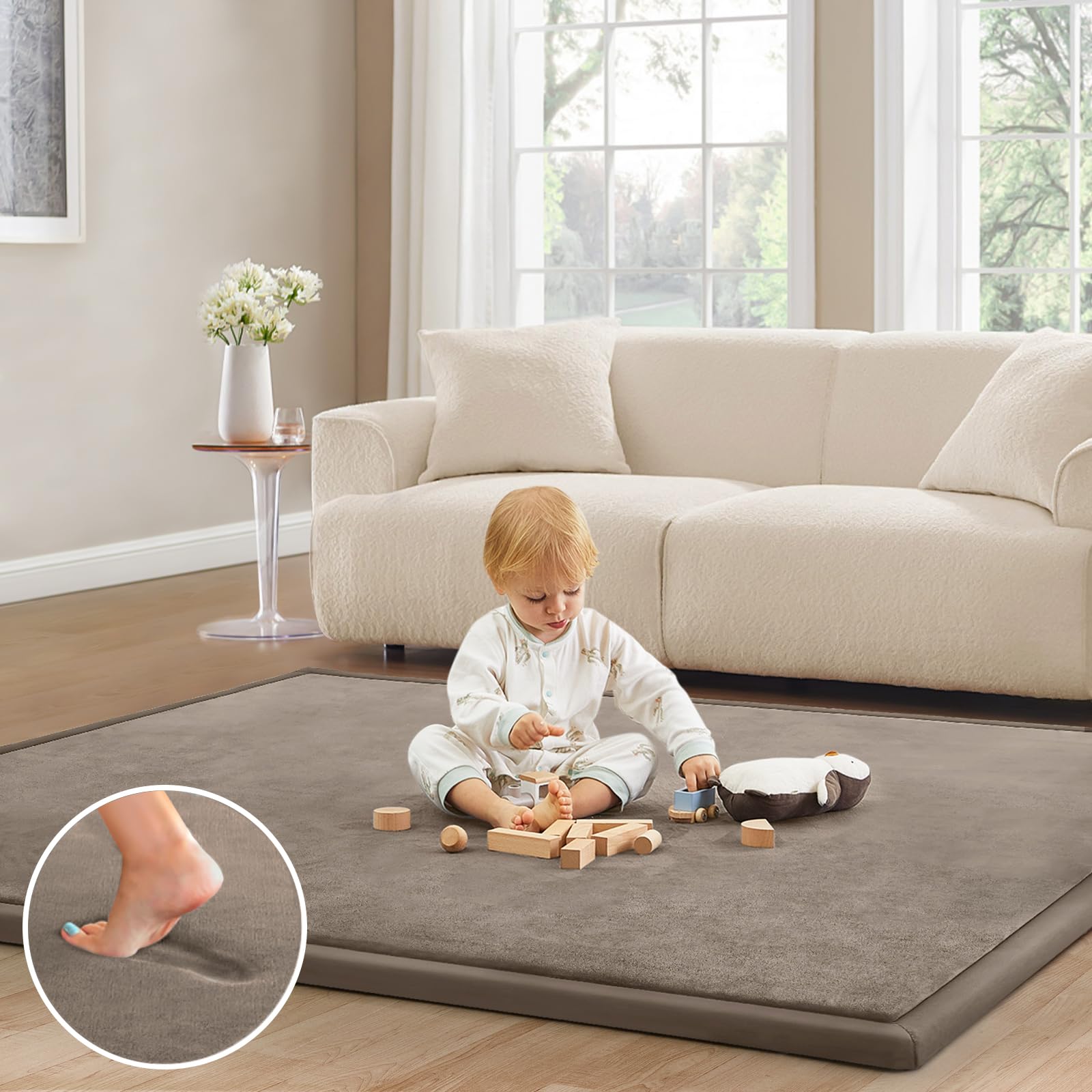 **Soft Memory Foam Baby Play Mat - 6'7