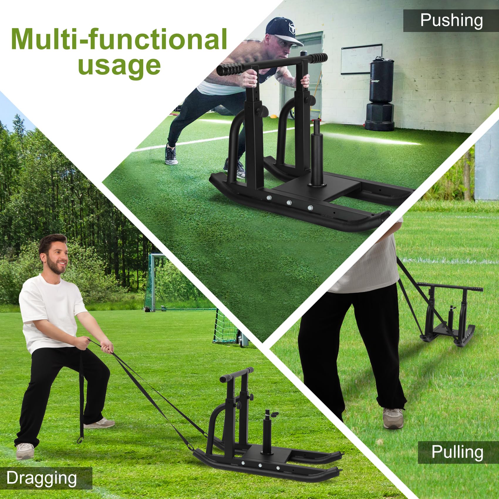 **Heavy Duty Adjustable Weight Sled for Strength Training - Fitness Sled Workout Equipment for Muscle Building & Explosive Power - Compatible with 1
