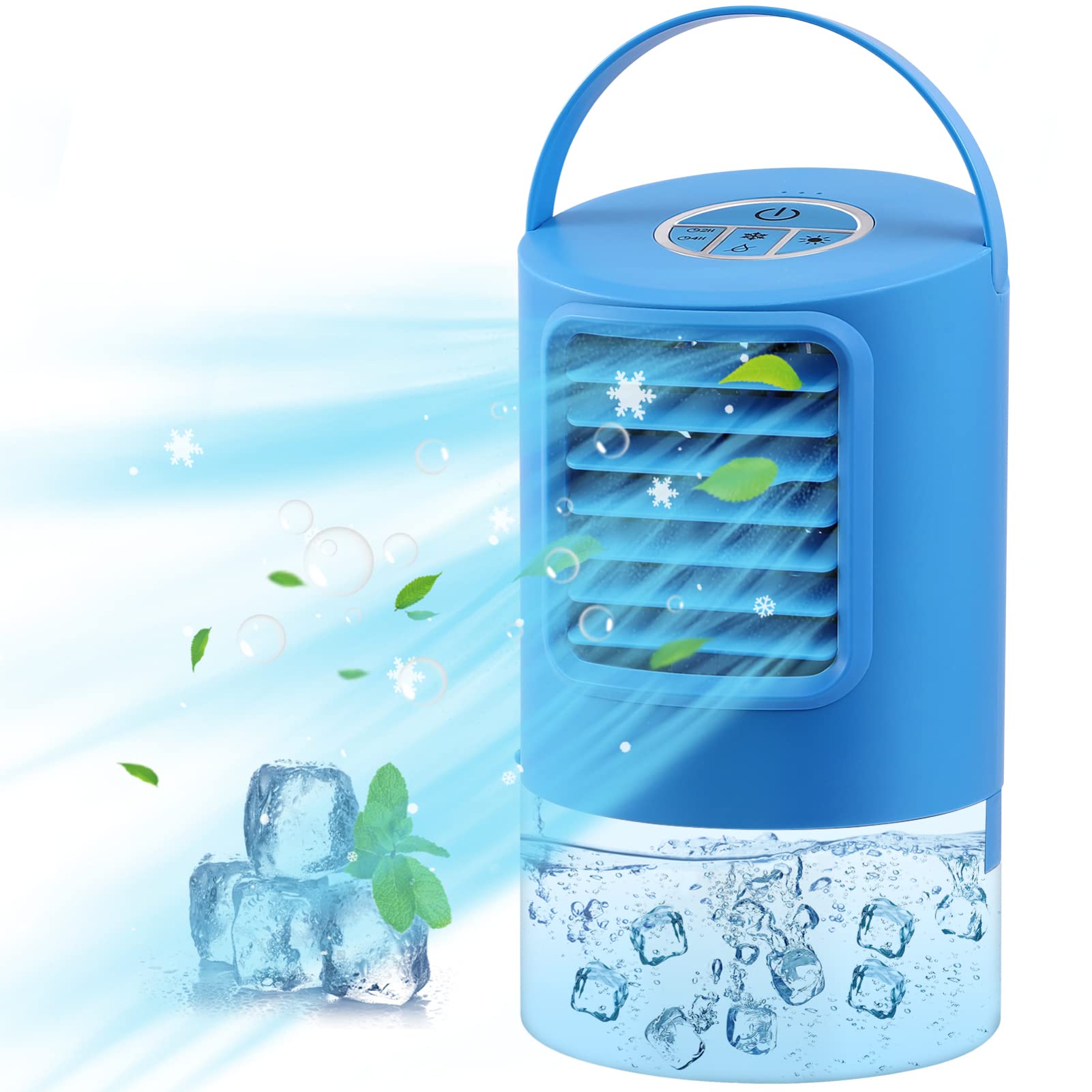 BESPORTBLE Portable Mini Air Cooler Fan - Personal Space Cooler, Compact Desktop Table Fan with US Plug, Quiet Cooling for Home Office & Bedroom (Blue) - Perfect for Summer, Travel & Small Spaces