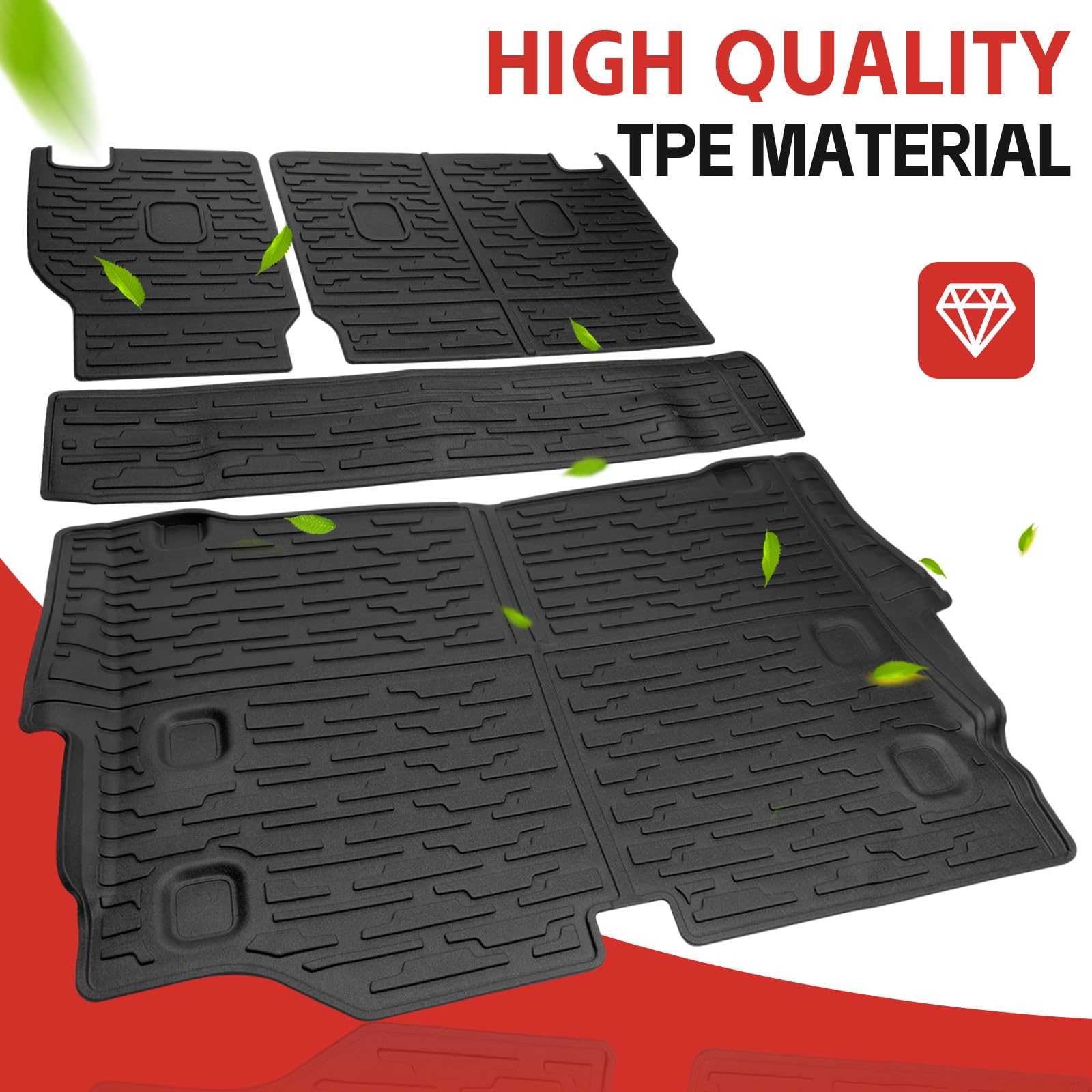 2021-2024 Jeep Wrangler JL 4 Door Unlimited 4XE Cargo Mat with Seat Back Cover - Heavy Duty TPE Trunk Liner & Backrest Protector for Jeep Wrangler JL/JLU Accessories - Perfect for Road Trips, Camping & Outdoor Adventures