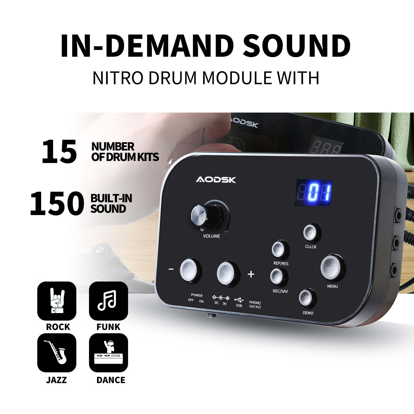 **AODSK AED-400 Electronic Drum Set for Beginners & Kids – 150 Sounds, 4 Quiet Drum Pads, 2 Switch Pedals, Drum Throne, Drumsticks & On-Ear Headphones – Perfect for Home Practice, Music Lessons & Quiet Play**