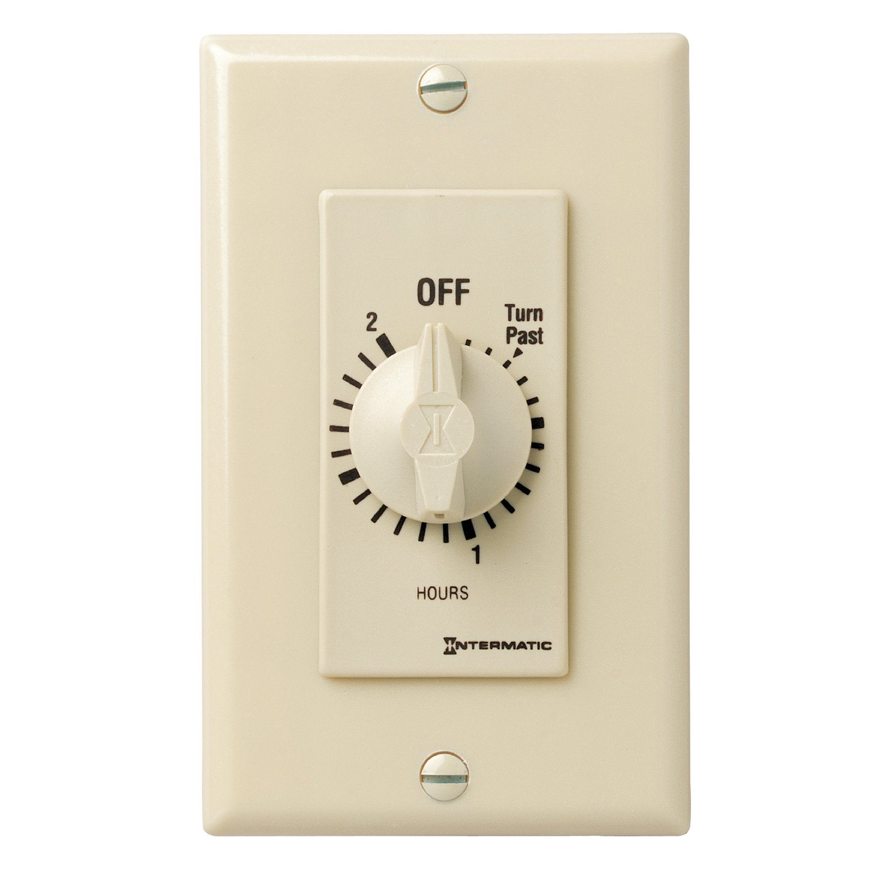 Intermatic FD2H 2-Hour Spring-Loaded Wall Timer for Lights & Fans, Ivory - Perfect for Home, Office & Outdoor Lighting Control