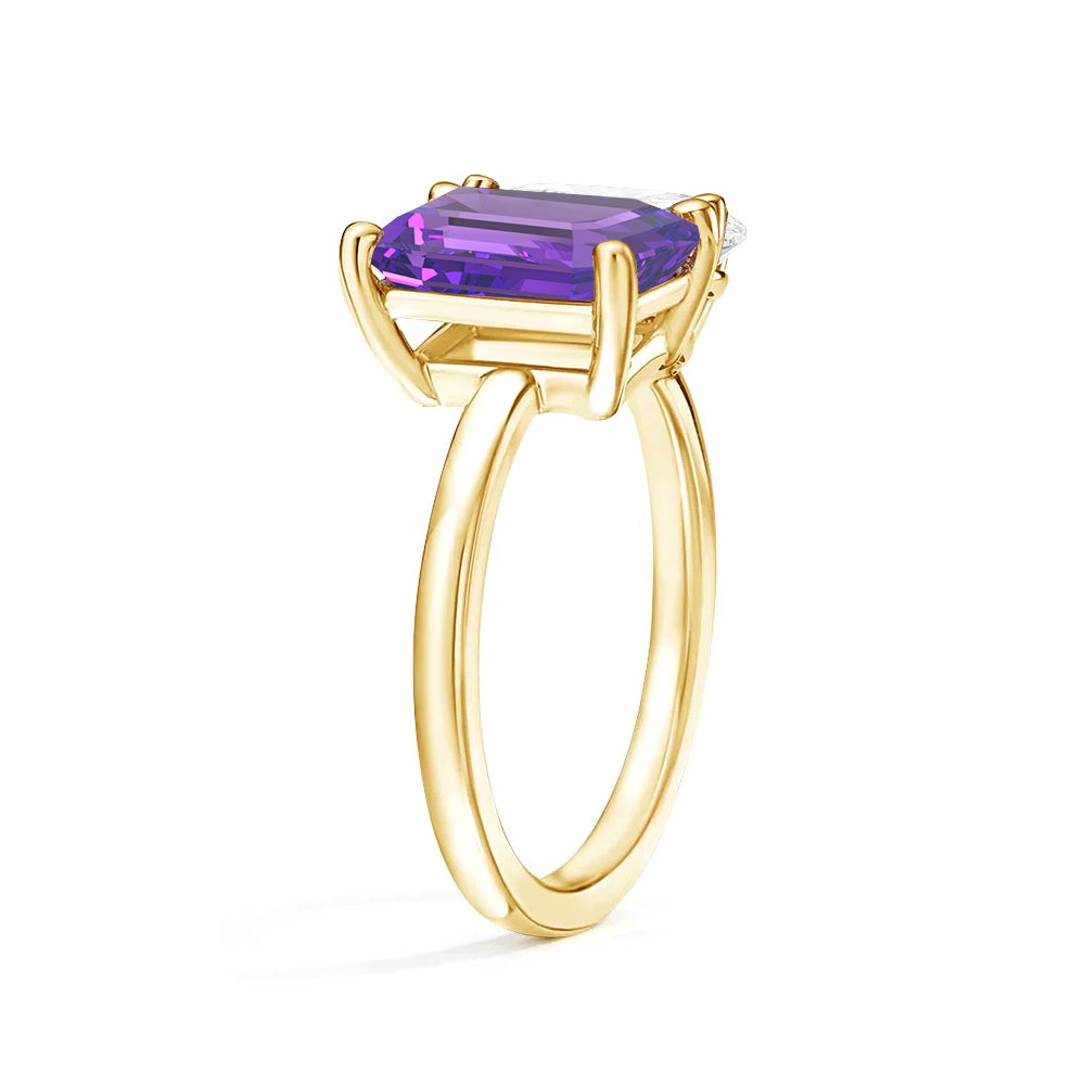 Personalized Toi et Moi Amethyst Birthstone Ring - Custom Anniversary Jewelry for Couples, Gift for Her, Romantic Proposal & Wedding Band