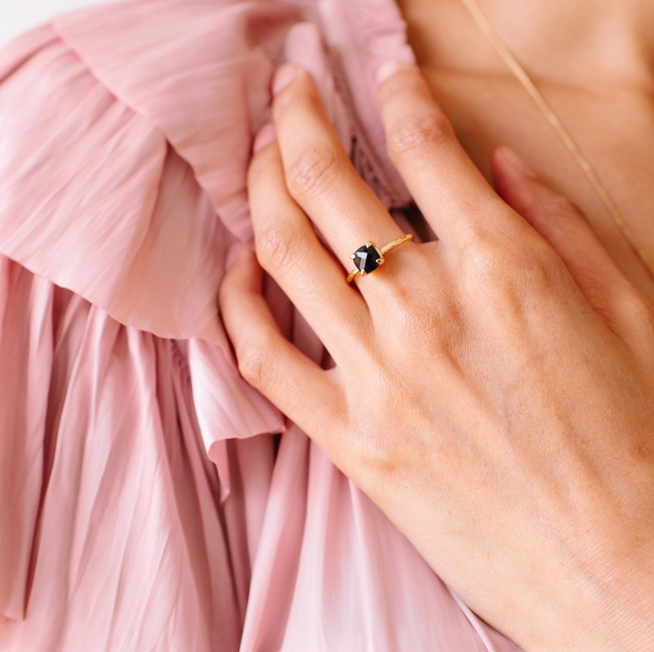 Mini Protect Ring - Black Onyx & Gold Plated for Women, Elegant Spiritual Jewelry for Daily Wear, Meditation & Healing