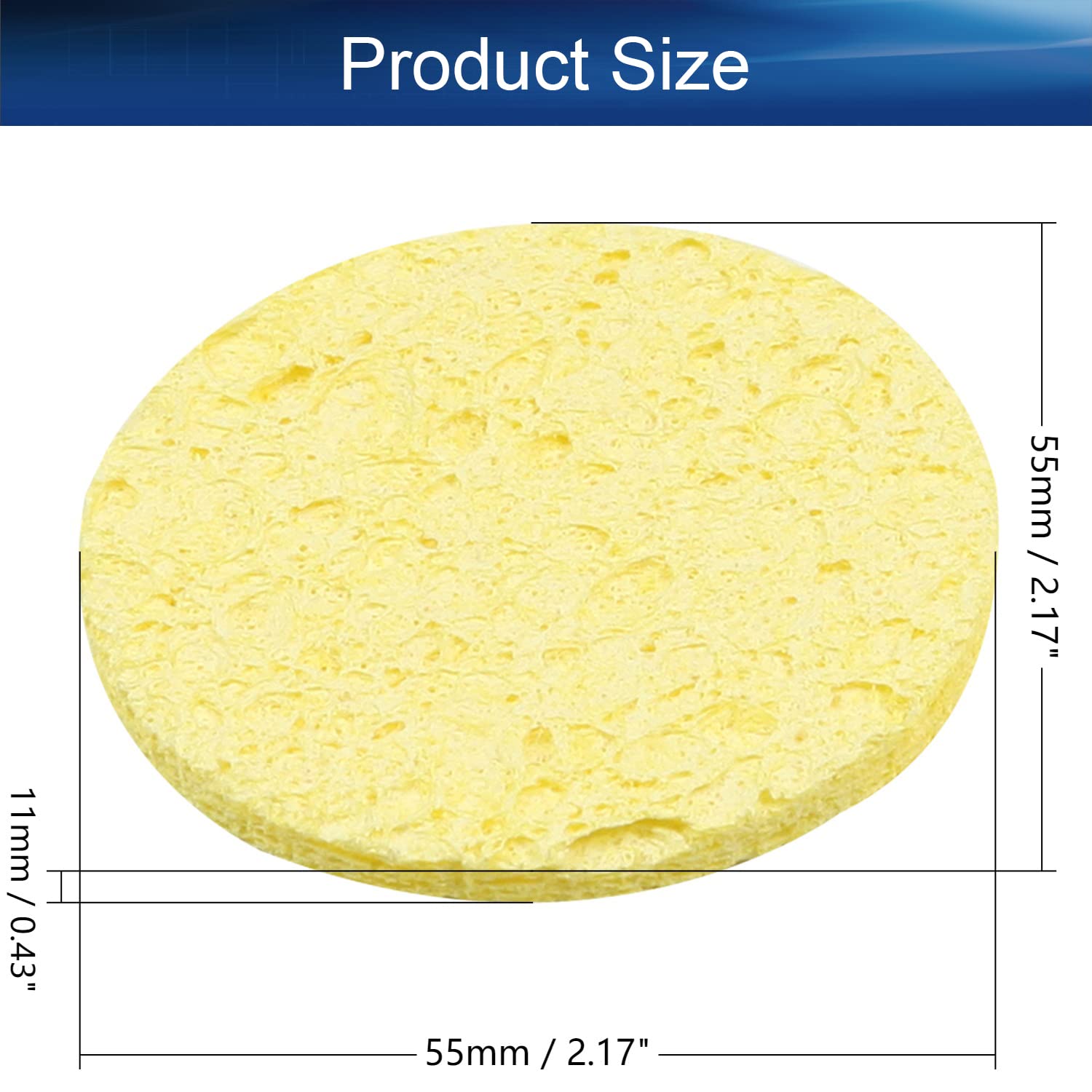 Heyiarbeit 20Pcs 55x55x11mm Soldering Sponge - Replacement Cleaning Sponge for Soldering Iron Tips, Round Yellow - Perfect for Electronics Repair, DIY Projects & Circuit Board Maintenance