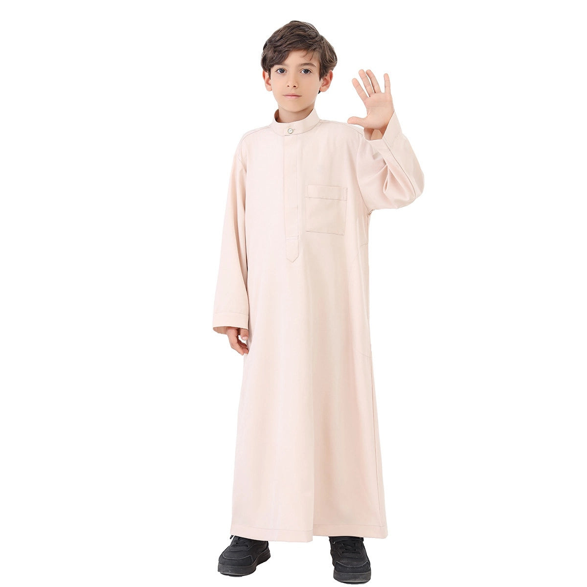 Middle East Arab Boy Thobe Thawb with Pocket #B24886 - Traditional Islamic Robe for Kids, Eid & Special Occasions