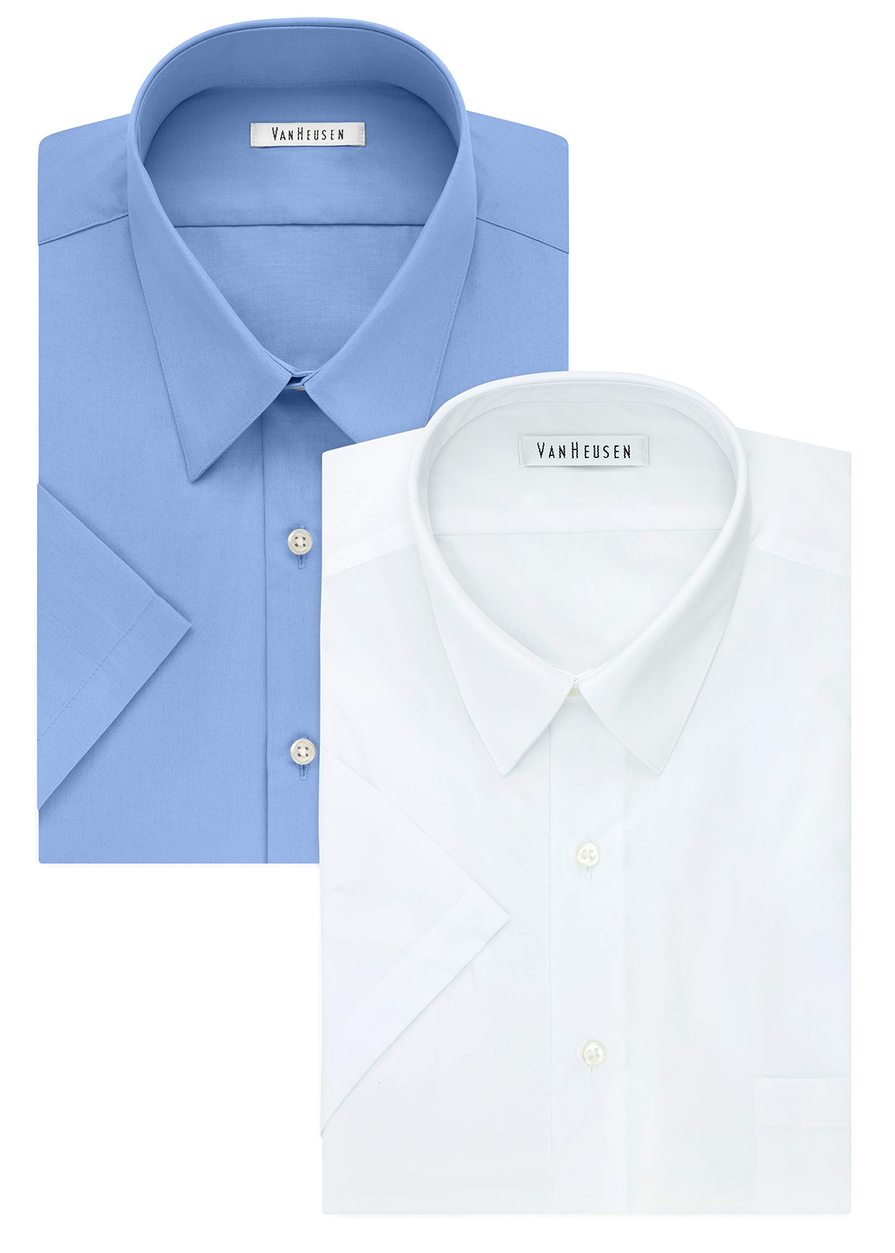 Van Heusen Men's Big & Tall Short Sleeve Dress Shirt - Premium Poplin Fabric, Solid Colors - Perfect for Office Wear, Business Casual & Summer Outfits