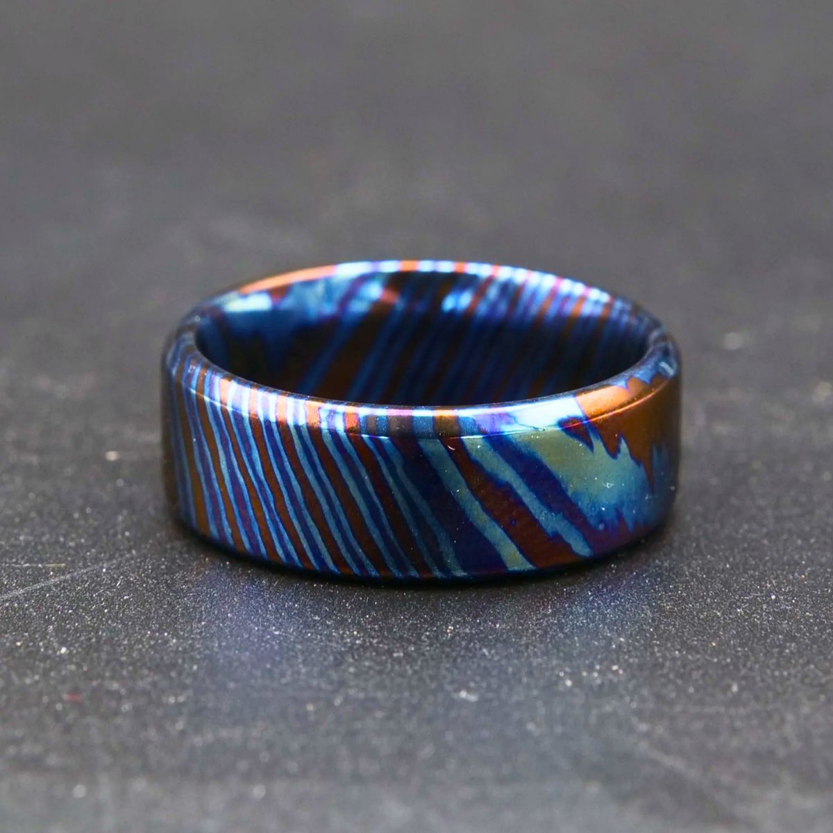 Handcrafted Titan Timascus Titanium Damascus Ring - Unique Metal Pattern, Bold Design for Men & Women - Perfect for Weddings, Engagements & Fashion Accessories