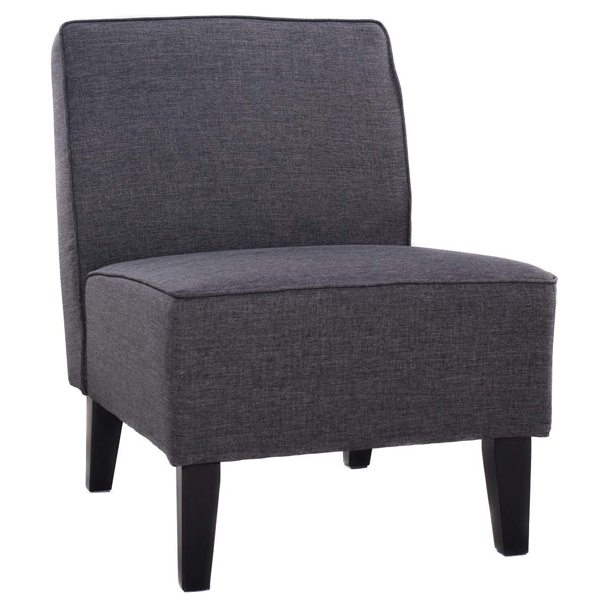 Casart Deco Solids Accent Chair - Armless Modern Upholstered Chair for Living Room, Bedroom & Office - Contemporary Gray Home Decor - Perfect for Small Spaces, Reading Nooks & Guest Seating