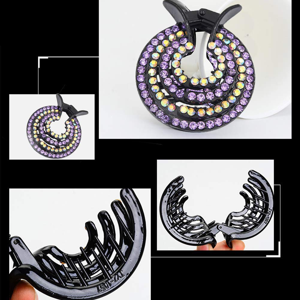 Elegant Rhinestone Hair Claw Clips & Ponytail Holders - 4Pcs Set for Women | Hair Bows, Pins, Bun Makers & Wraps | Perfect for Parties, Weddings & Everyday Styling
