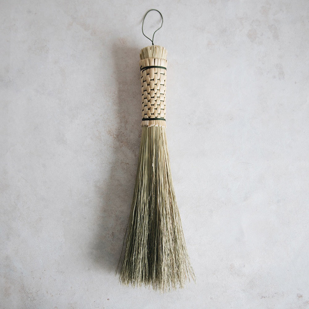 Premium Large Braided Hand Broom - Natural Broomcorn Bristles for Indoor/Outdoor Cleaning - Perfect for Hardwood Floors, Patios & Fireplace Ash Cleanup