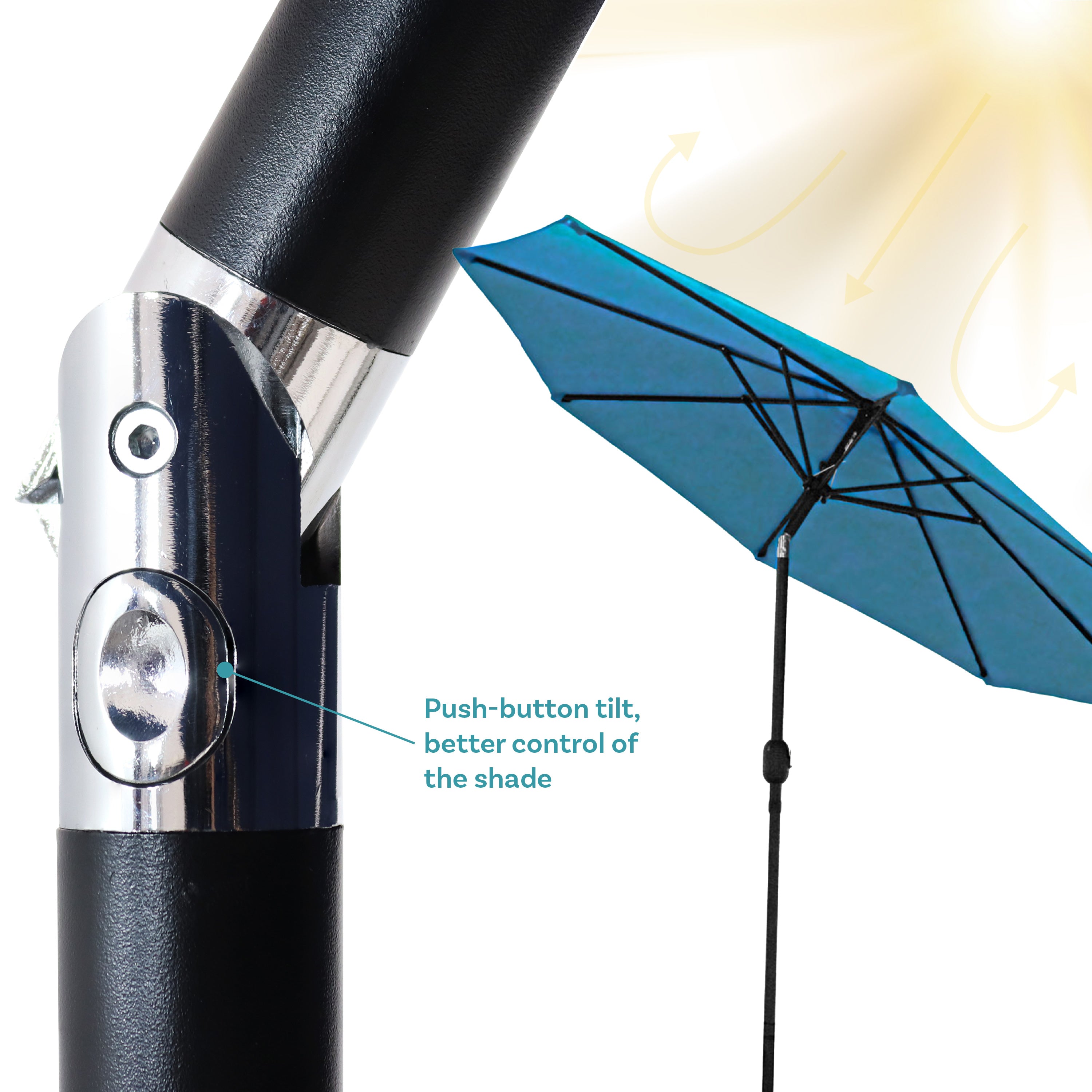 Sunnydaze 9-Foot Aluminum Outdoor Patio Umbrella with Tilt & Crank - Perfect for Poolside, Backyard, Deck, and Garden Shade
