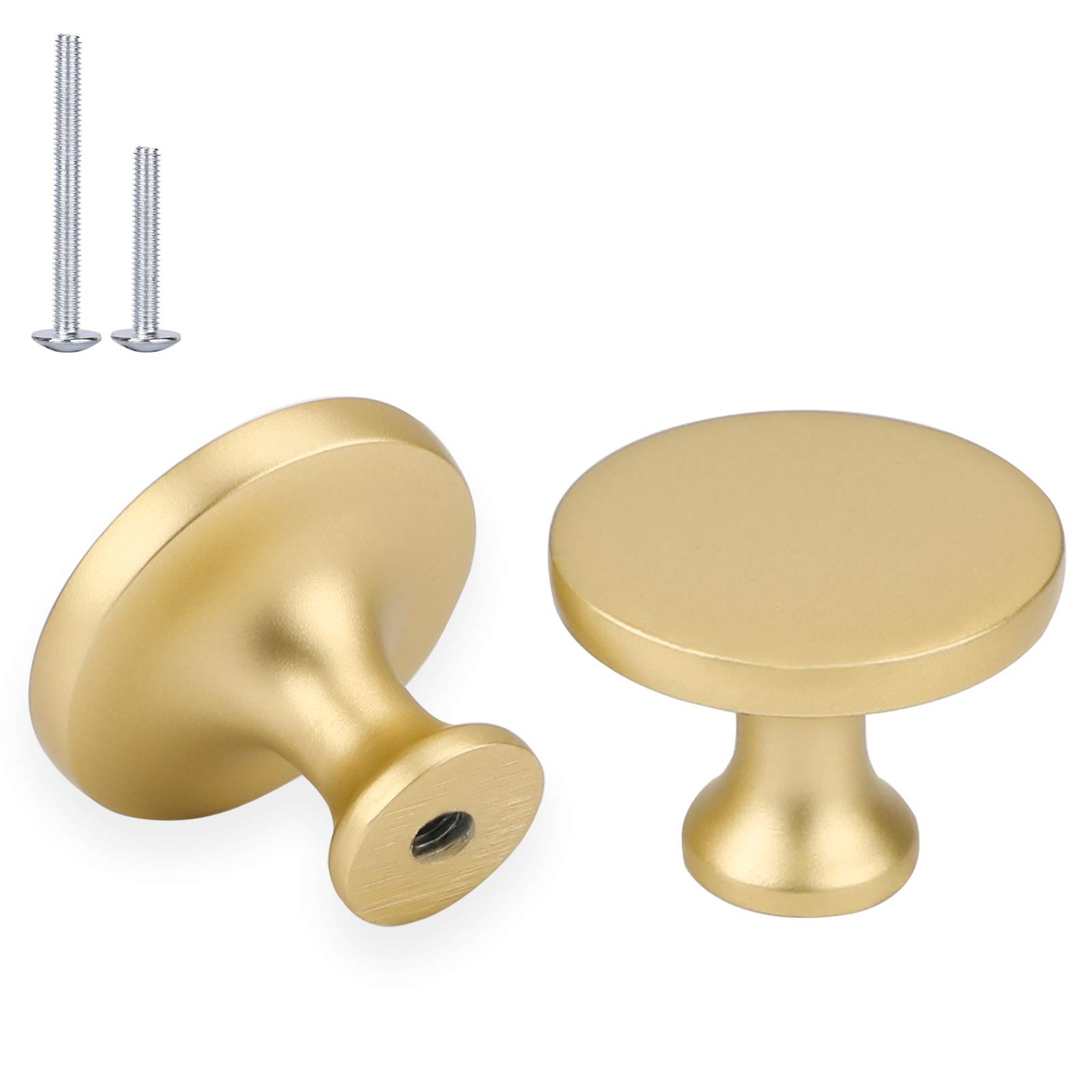 20 Pack Matte Gold Cabinet Knobs 1-1/4 Inch - Round Drawer Pulls for Kitchen, Bathroom & Bedroom Cabinets - Durable Hardware for Home Decor & Furniture Upgrade