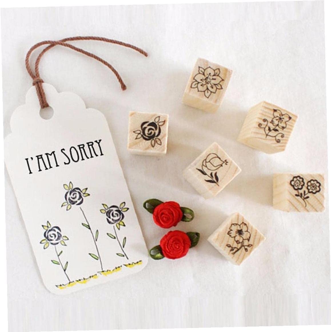 12pcs Floral Wooden Rubber Stamps Set for Scrapbooking, DIY Cards, Journals & Crafting - Rose Flower & Letter Designs - Perfect for Wedding Invitations, Gift Wrapping & Memory Keeping