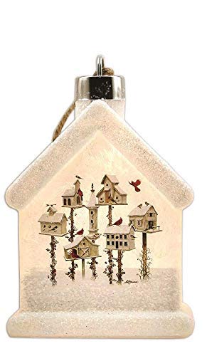 Stony Creek Lighted Vase - White Birdhouse Ornament (BFN-8260) | Decorative LED Floral Centerpiece for Home, Garden & Wedding Decor