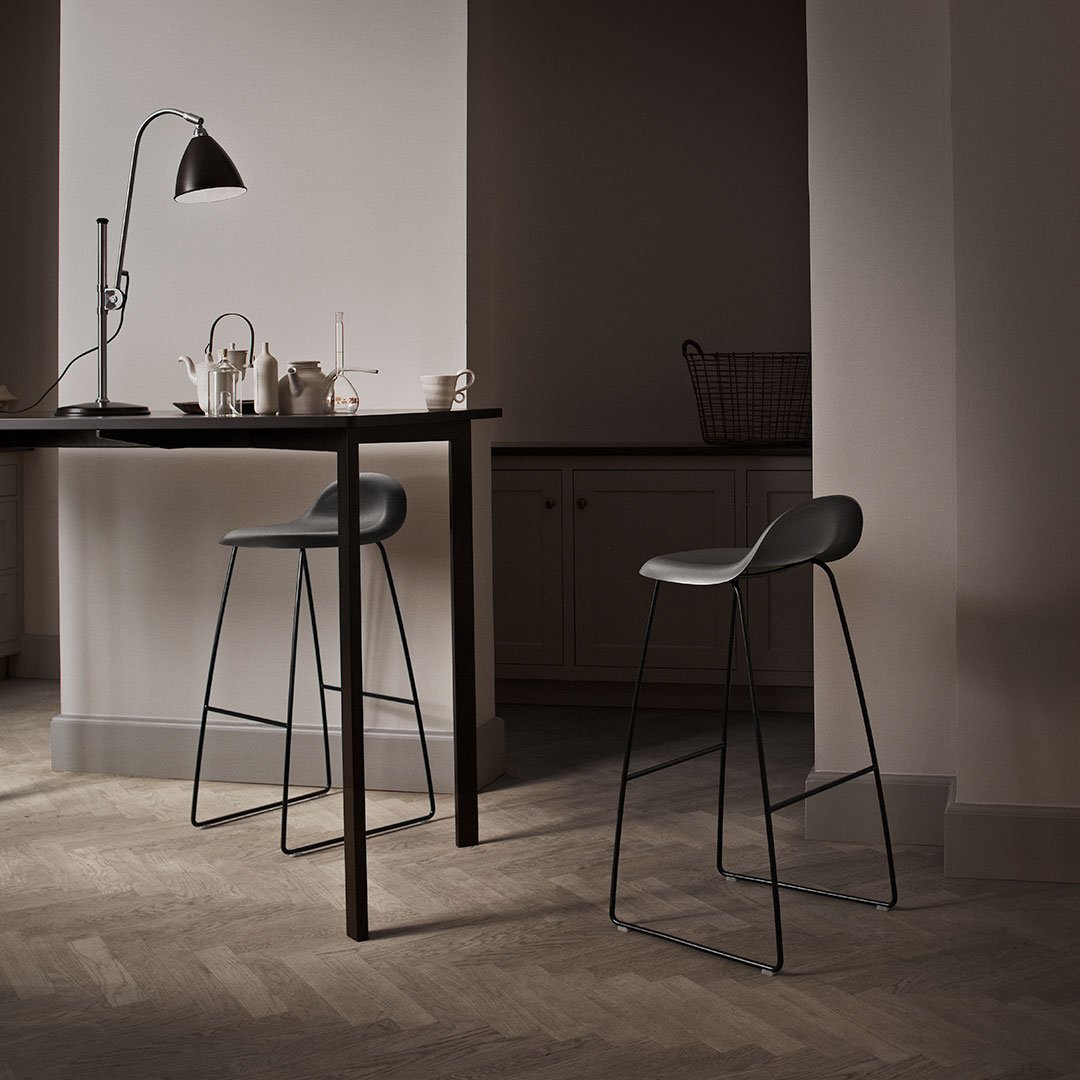 Gubi 3D Bar Stool with Sledge Base - Modern Kitchen Island & Home Bar Stool - Perfect for Dining Rooms, Breakfast Nooks & Contemporary Interiors