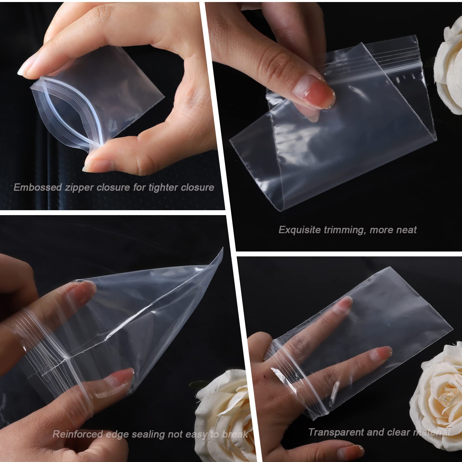 400pcs 3x3 Small Clear Plastic Bags - Reusable Transparent Baggies for Jewelry, Pills, Coins & Candy Storage | Perfect for Organizing Small Items, Craft Supplies & Party Favors