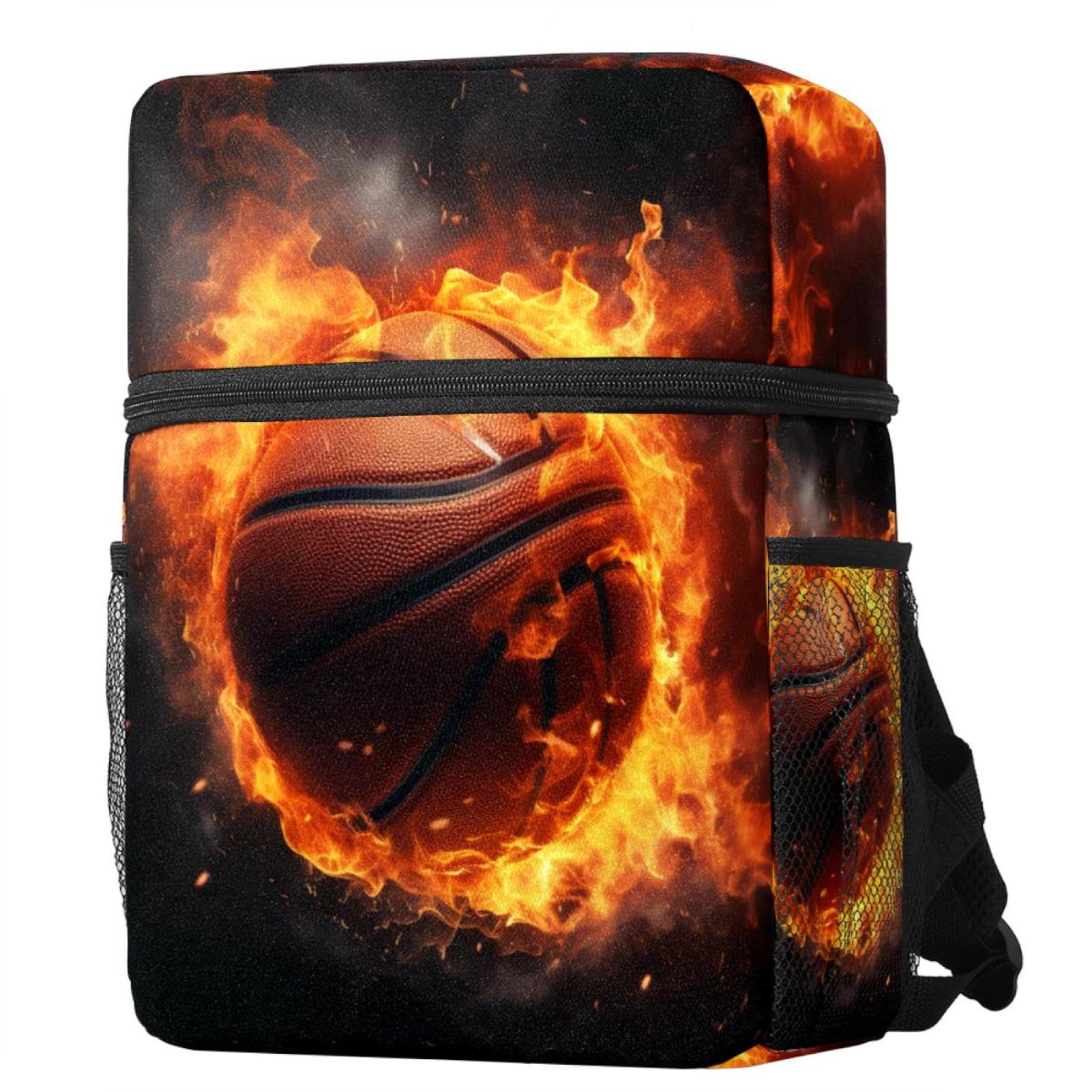 Stylish Travel Backpacks for Women & Men - Vintage Flame Basketball Design Backpack for College, Gym & Outdoor Adventures