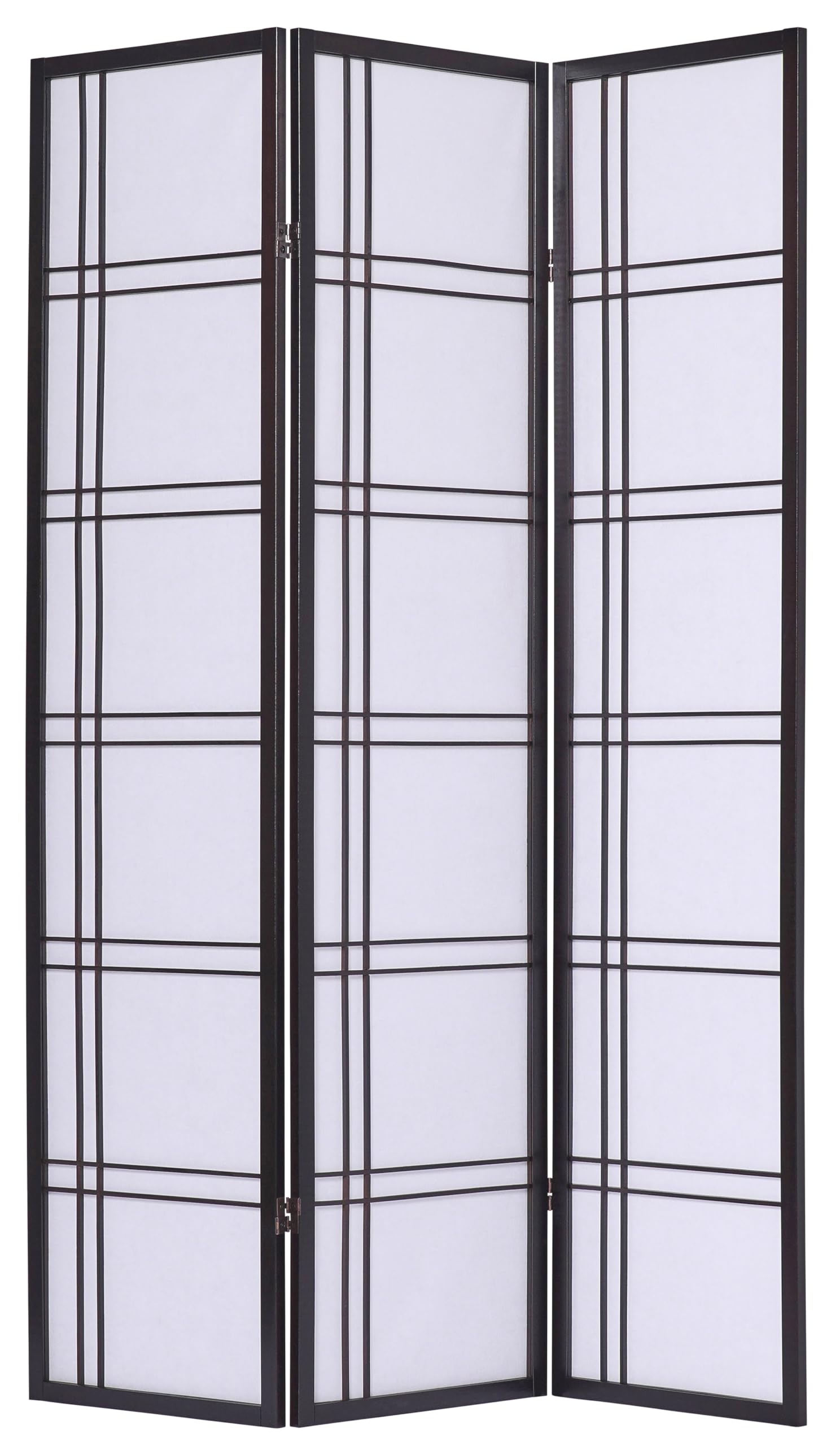 Legacy Decor 3-Panel Room Divider - Shoji Style Privacy Screen with Espresso Finish Lattice Design for Bedroom, Office & Living Room Separation