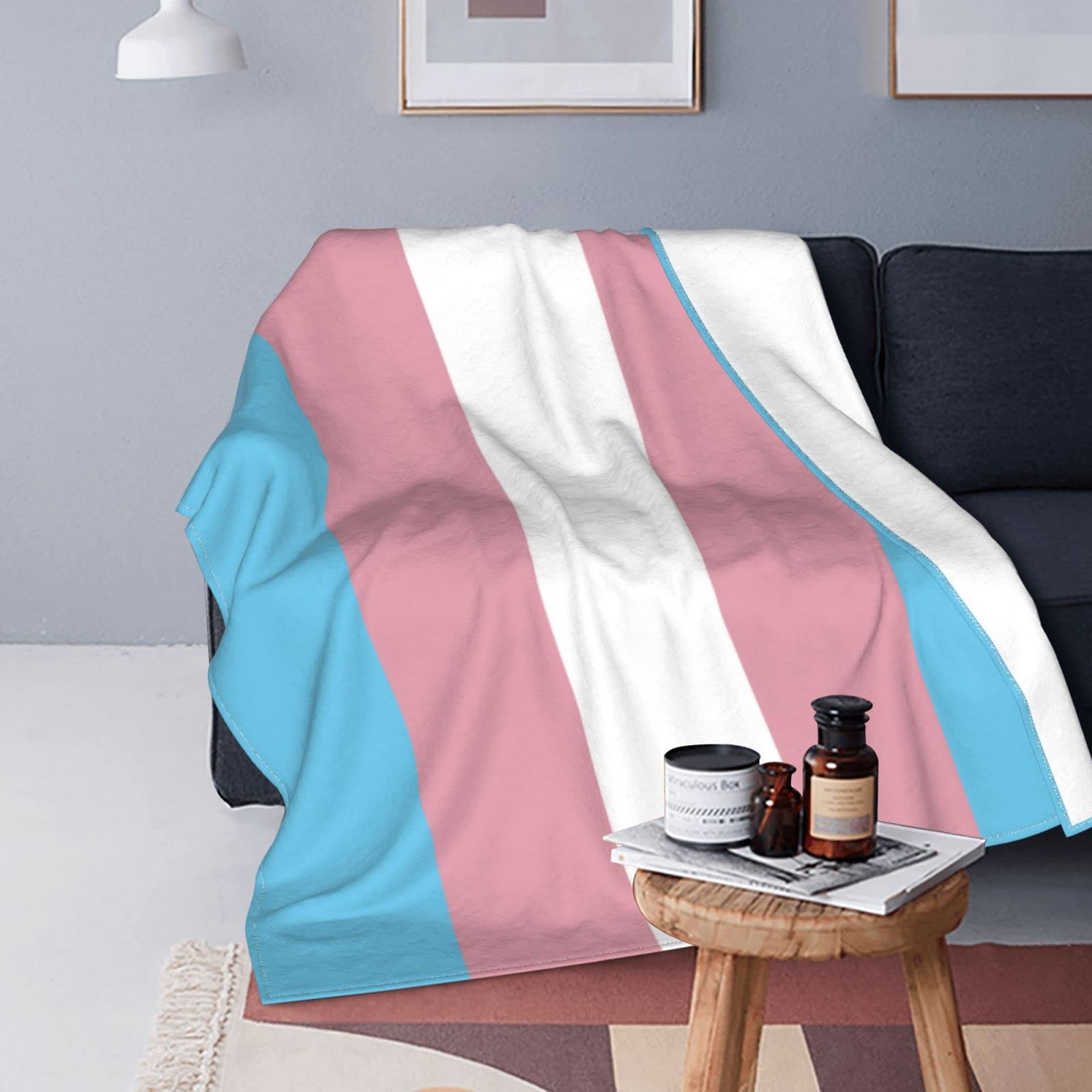 Transgender Pride Flag Fleece Blanket - Ultra Soft & Warm Cozy Throw for Couch, Bed, Sofa - Perfect for LGBTQ+ Home Decor, Pride Events & Winter Snuggling
