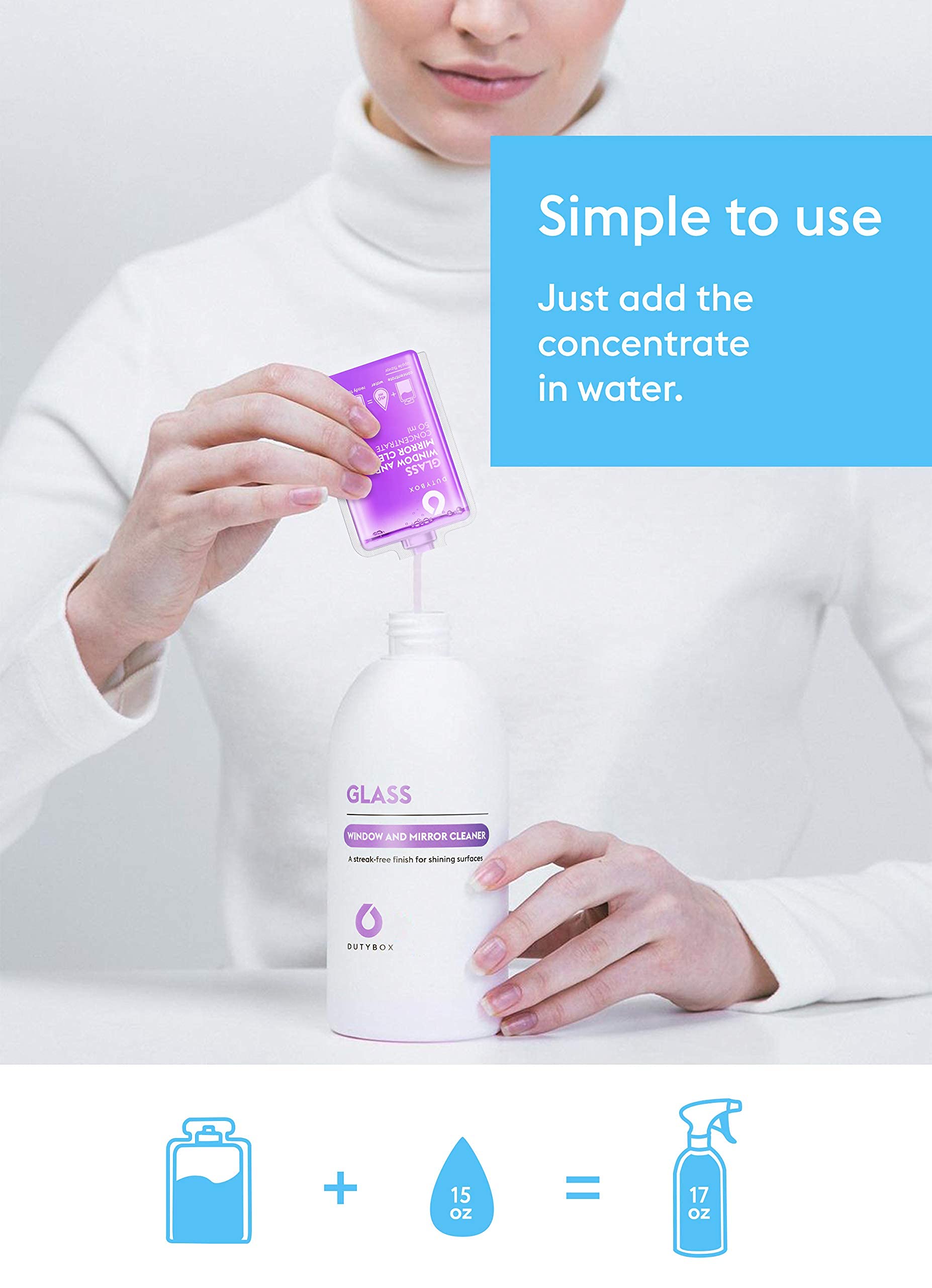 DUTYBOX Glass Cleaner Spray - 6 Capsule Packs for Windows, Mirrors & Multi-Surfaces | Streak-Free Cleaning Solution for Kitchen, Bathroom & Office | Eco-Friendly & Non-Toxic Formula for Sparkling Results