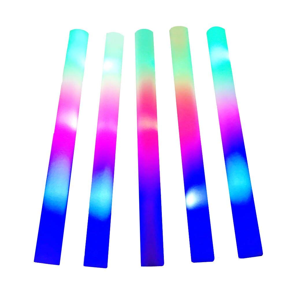 20 Pack LED Light Up Foam Glow Sticks - 3 Color Changing Modes, Party Supplies for Halloween, Raves, Concerts, Night Clubs & Outdoor Events