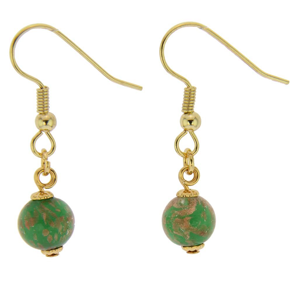 Venetian Murano Glass Starlight Ball Earrings - Emerald Green Handmade Italian Jewelry for Women, Gift for Her, Perfect for Evening Parties & Special Occasions