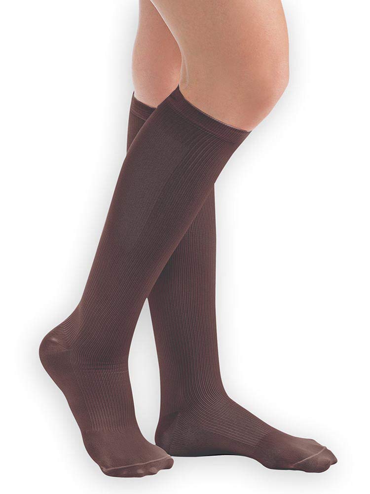 Men's Compression Socks 20-30 mmHg Firm Support - Brown Small Size - Made in USA - Ideal for Running, Travel & Varicose Vein Relief