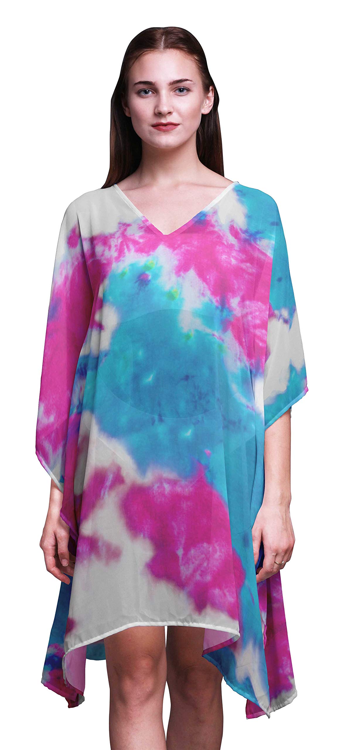 Bimba Short Caftan Midi Dress - Women's Beach Cover Up Swimwear Kaftan for Pool, Vacation & Summer Outfits
