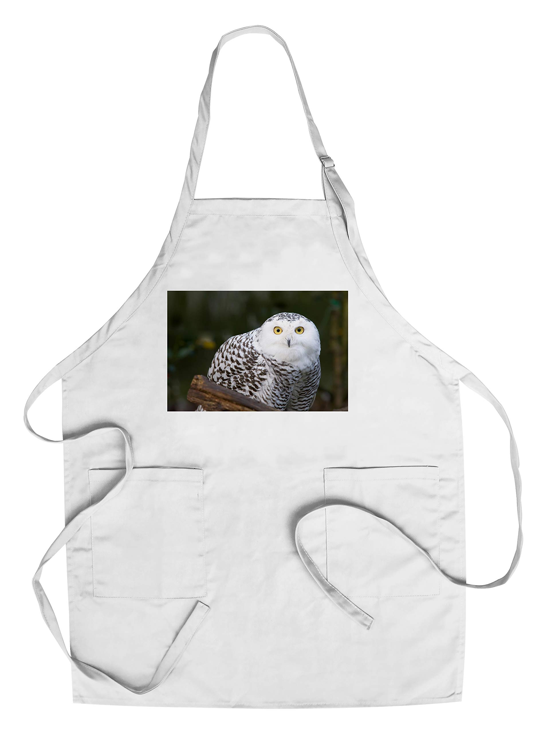Snowy Owl Cotton Canvas Apron - Unisex Kitchen Cooking Baking Grilling Apron with Pockets - Perfect for Chefs, Bakers & BBQ Enthusiasts