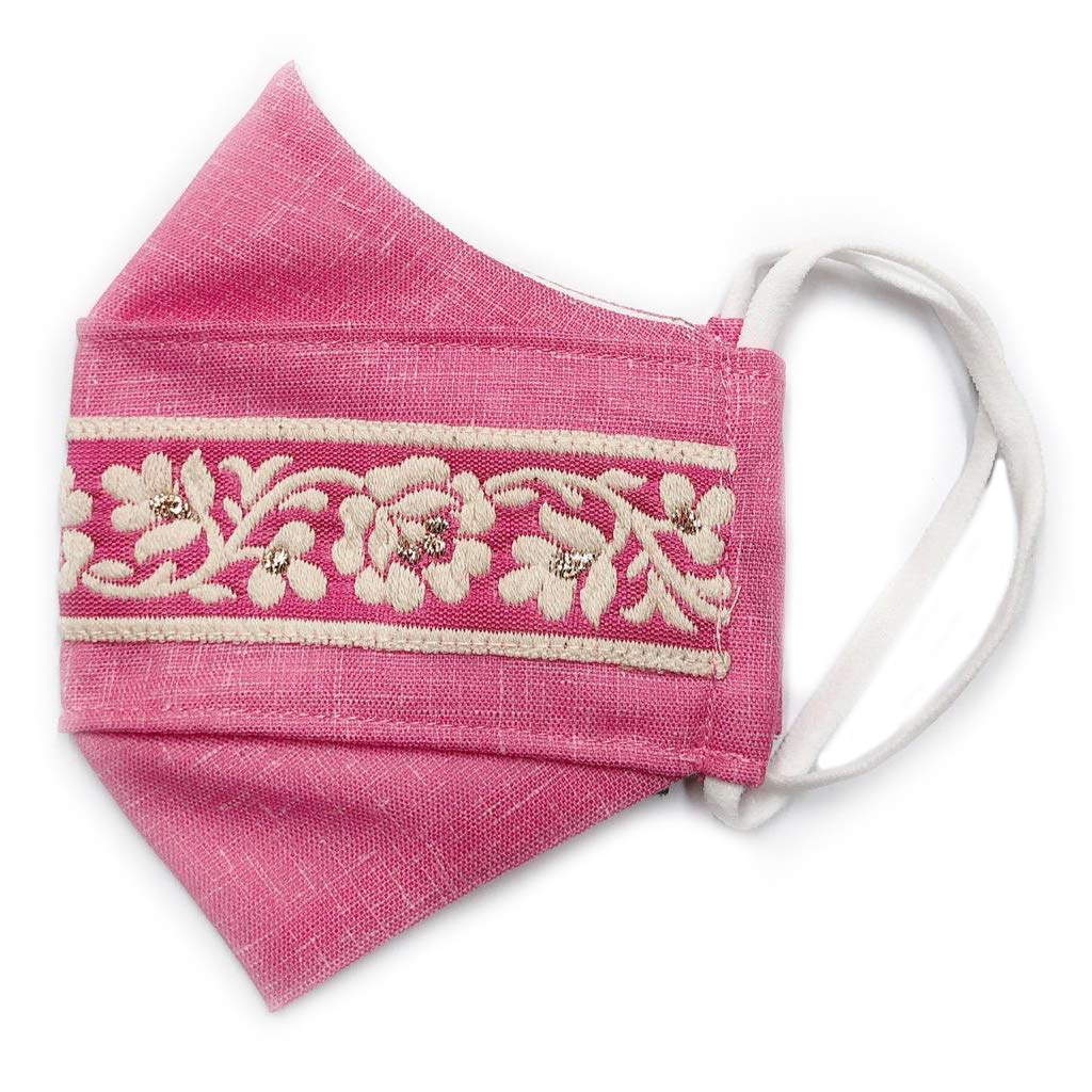 Anokhe Collections Designer Hand Embroidered Cotton Face Mask for Women - Reusable & Washable - Pack of 3 Breathable Fabric Masks (Made in India) - Perfect for Daily Wear, Travel, and Fashion Accessories
