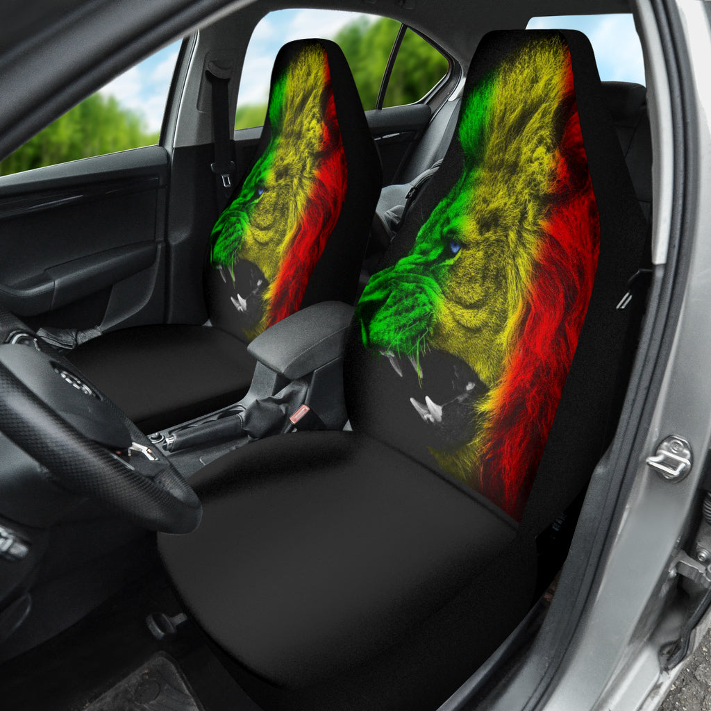Premium Rasta Lion Roaring Car Seat Covers - Stylish & Durable Auto Accessories for Jeep, Truck & SUV - Perfect for Reggae Fans & Car Enthusiasts (Style 2 211401)