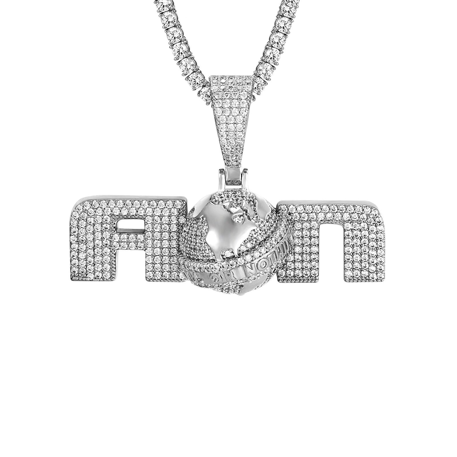 Custom Sterling Silver 'All or Nothing' Hip Hop Pendant Necklace - Icy Bling for Rappers & Streetwear Fashion | Perfect for Gifts, Concerts & Urban Style