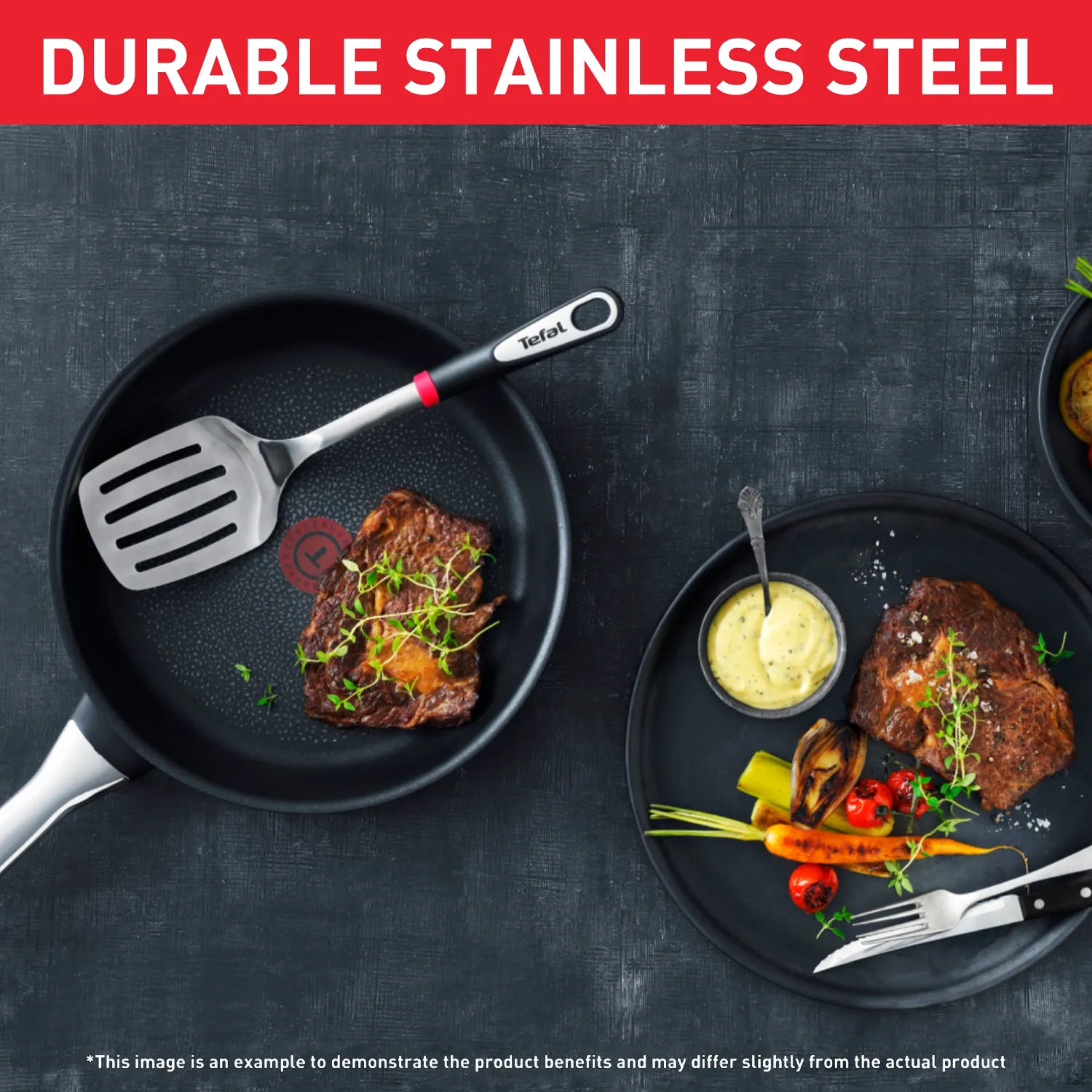 Tefal Ingenio Stainless Steel Slotted Turner K1180314 - Professional Kitchen Spatula for Flipping Pancakes, Burgers & Eggs - Perfect for Home Cooking & Restaurant Use