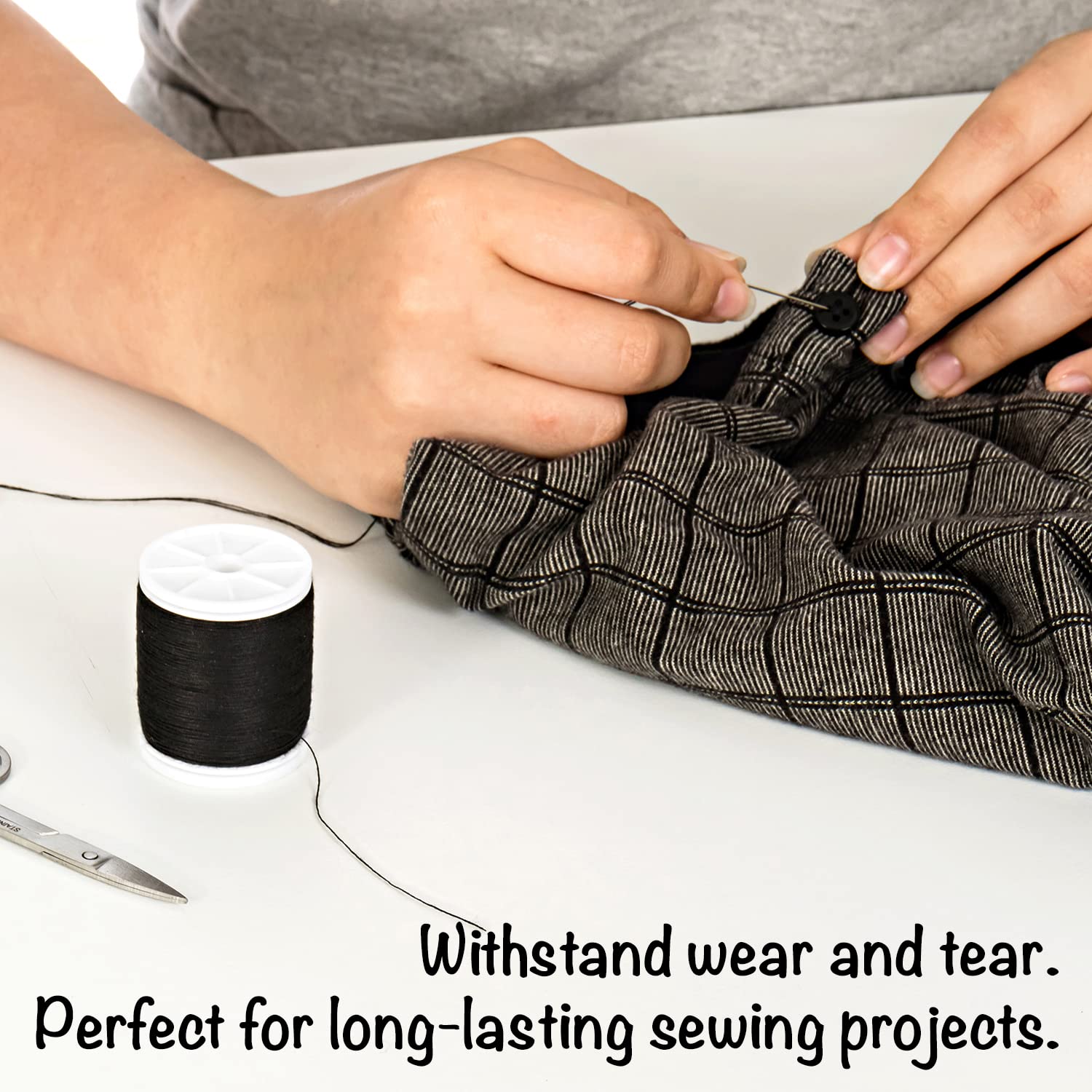 Vellostar Small Black Sewing Kit with Thread Set - Essential Sewing Supplies for Basic Repairs & Emergency Fixes | Perfect for Travel, Home, Office & DIY Projects