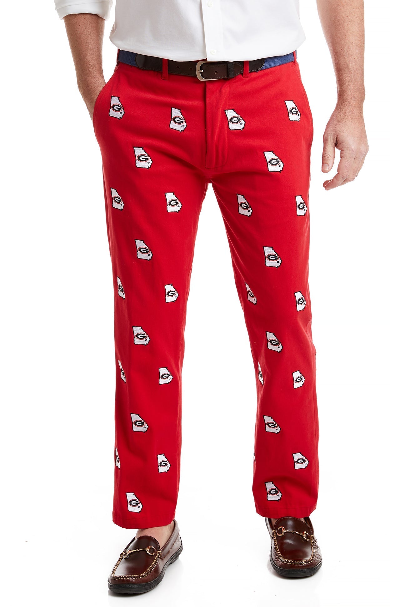 UGA Bulldog Red Collegiate Stretch Twill Pants - Comfortable Athletic Trousers for Game Day & School Spirit